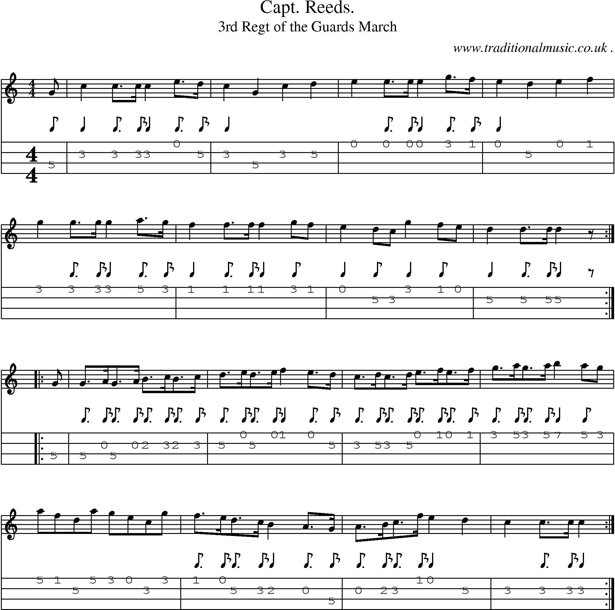 Sheet-Music and Mandolin Tabs for Capt Reeds