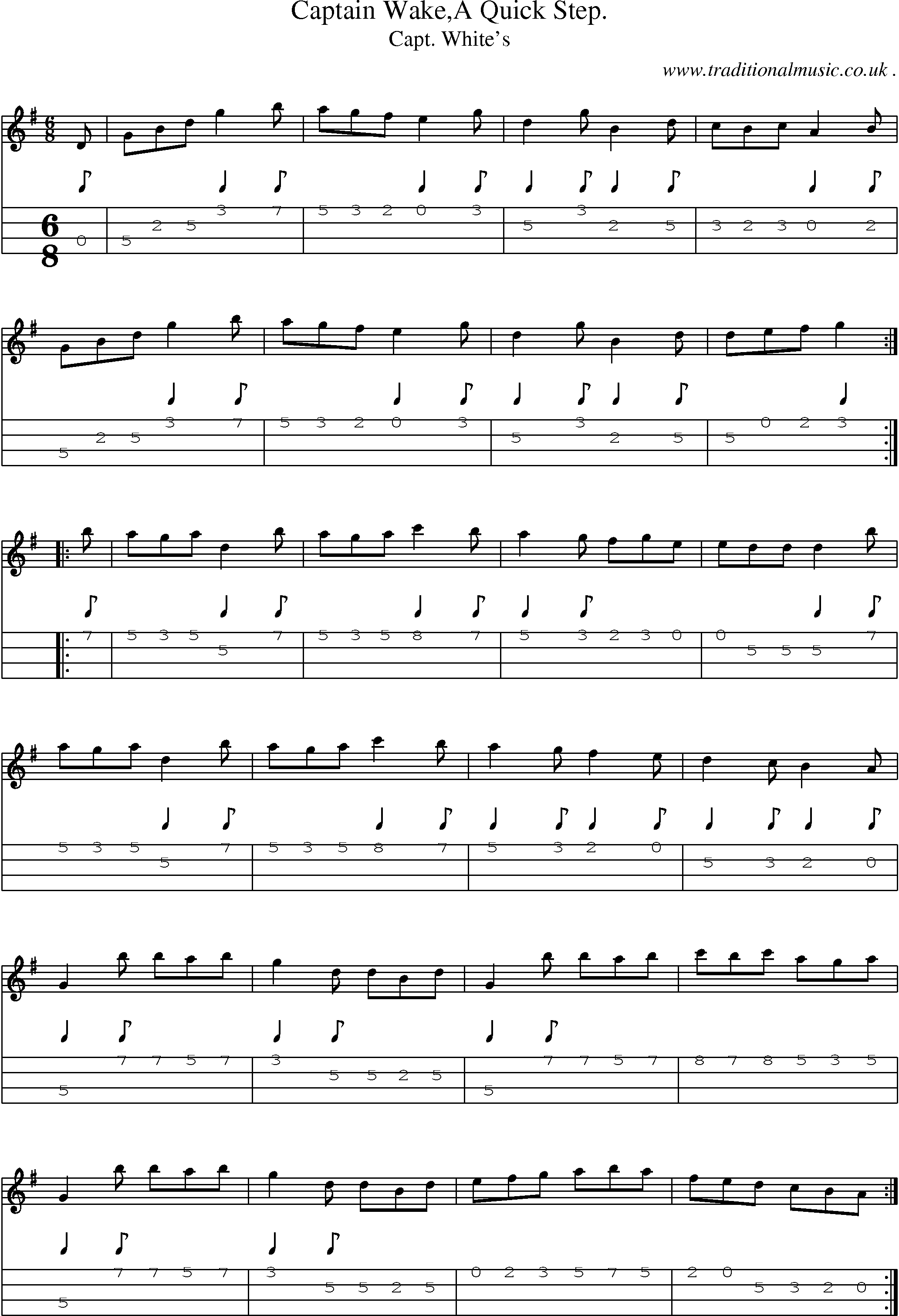Sheet-Music and Mandolin Tabs for Captain Wakea Quick Step