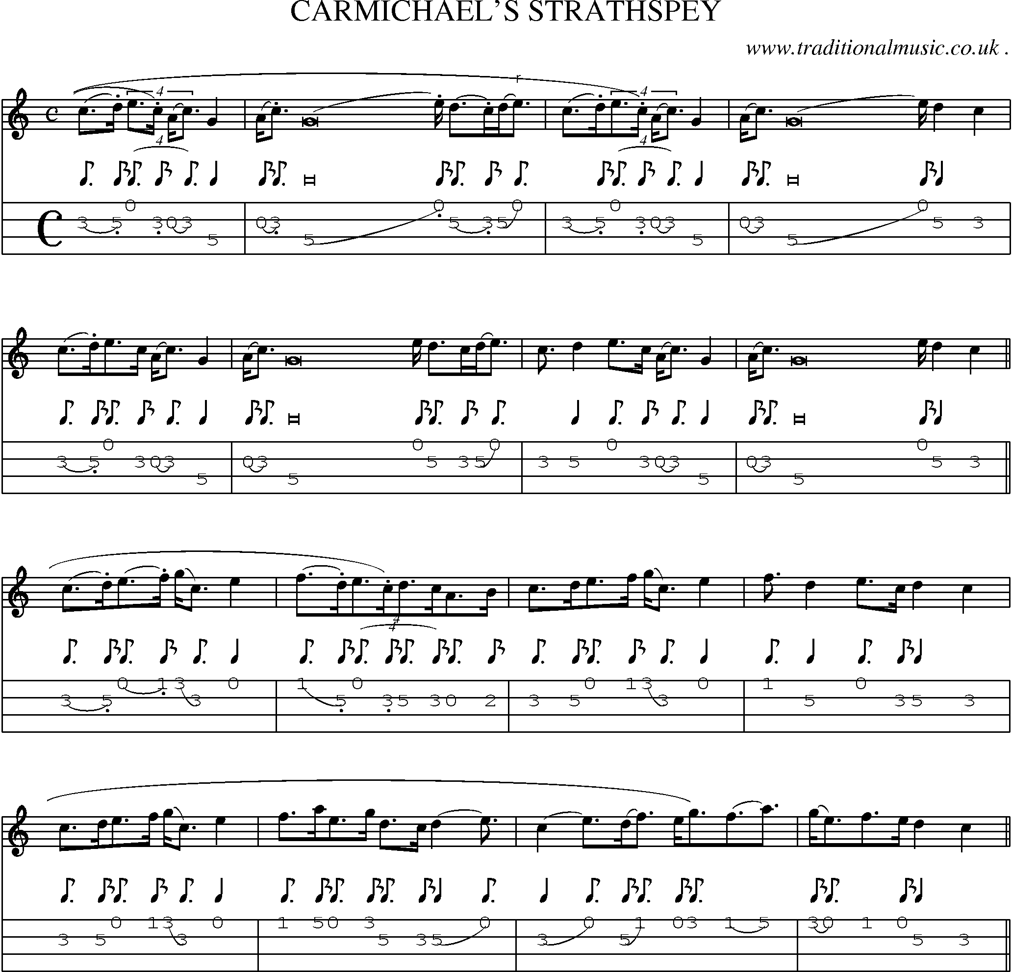 Sheet-Music and Mandolin Tabs for Carmichaels Strathspey