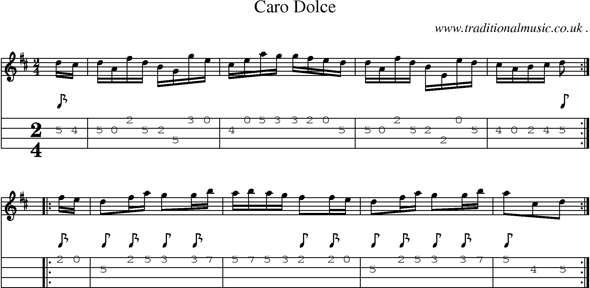 Sheet-Music and Mandolin Tabs for Caro Dolce