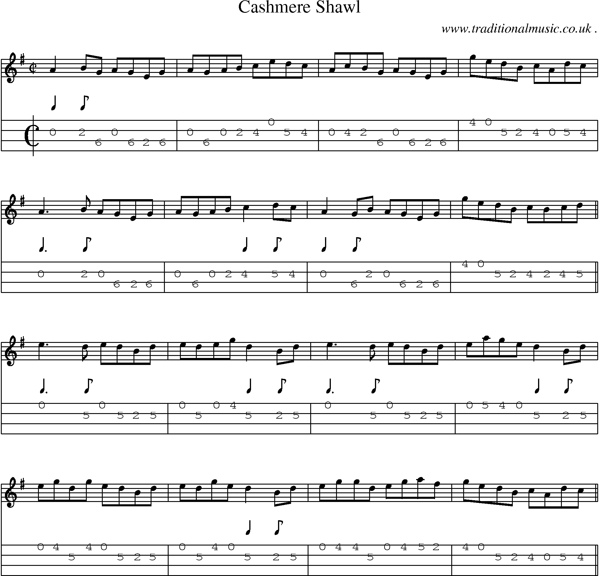 Sheet-Music and Mandolin Tabs for Cashmere Shawl