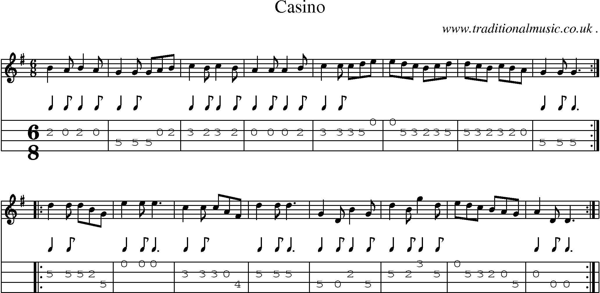 Sheet-Music and Mandolin Tabs for Casino