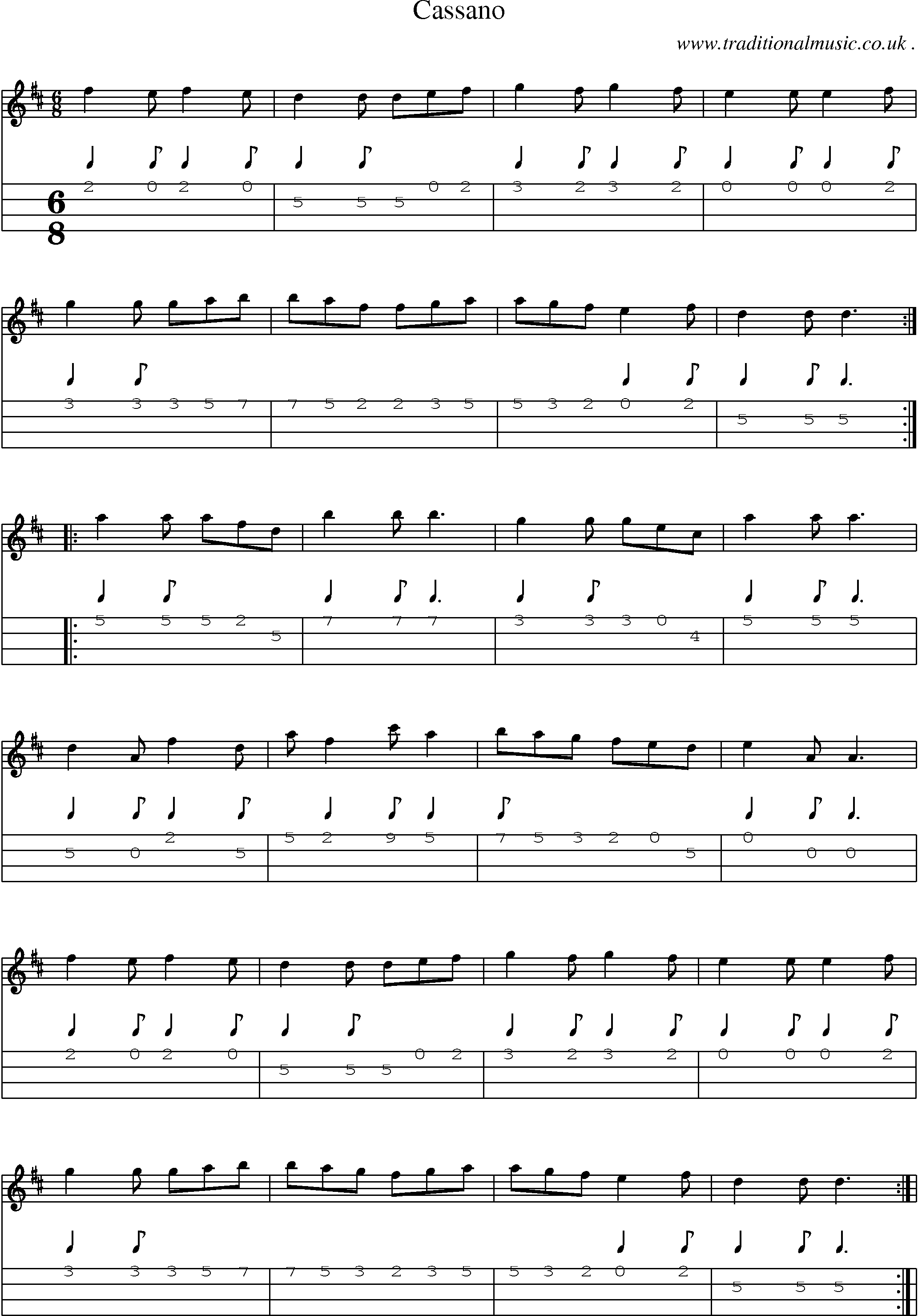 Sheet-Music and Mandolin Tabs for Cassano