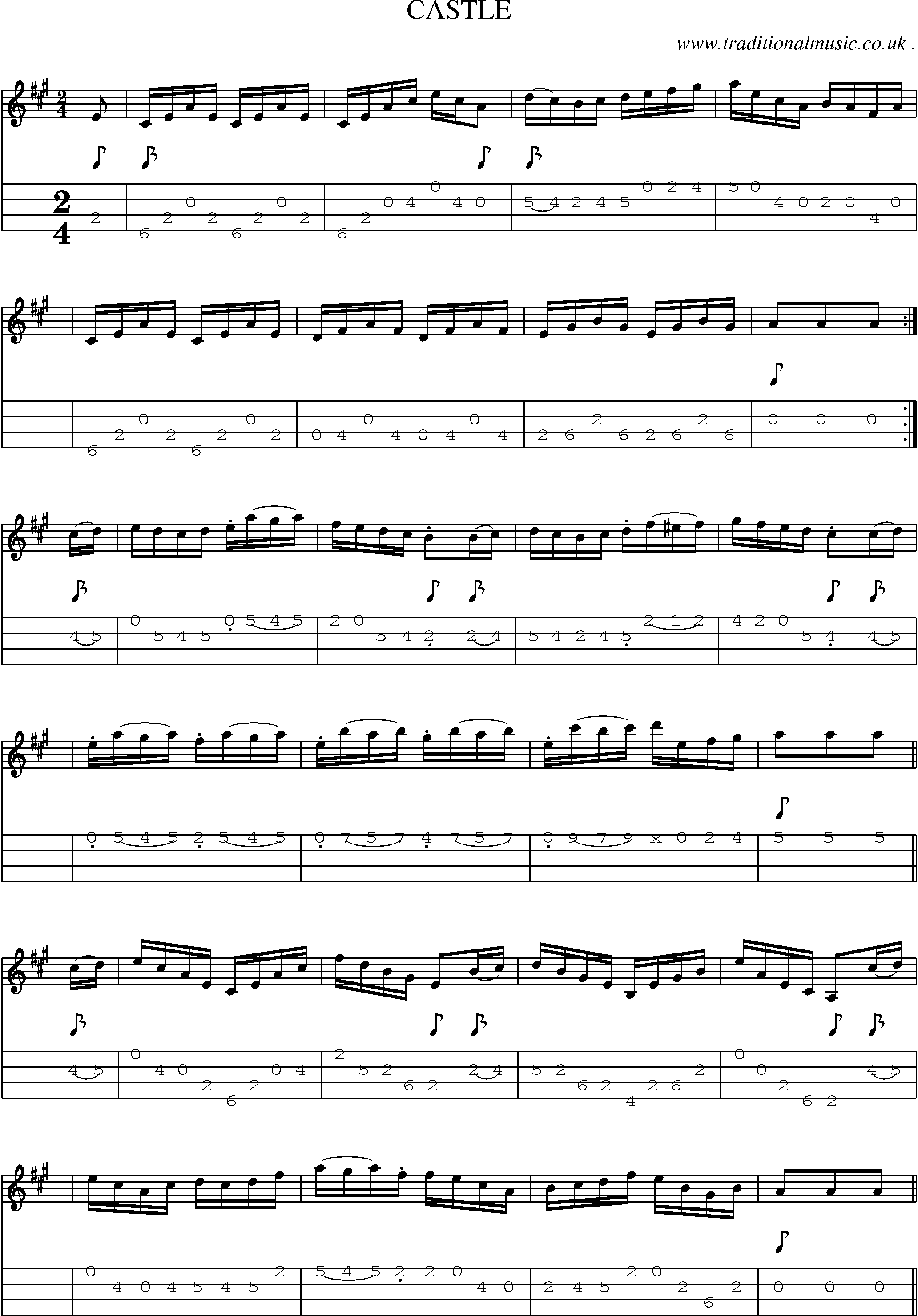 Sheet-Music and Mandolin Tabs for Castle