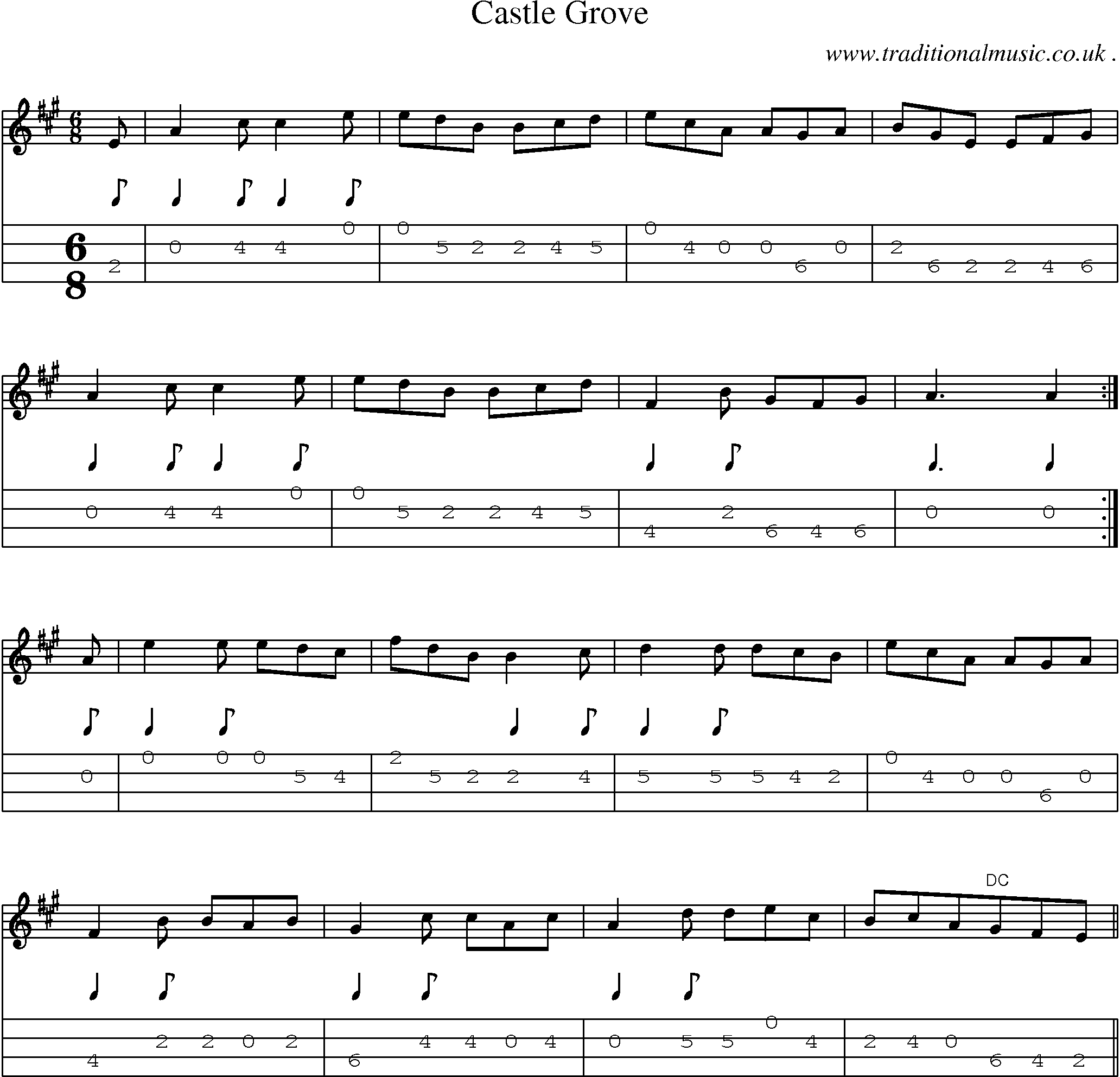 Sheet-Music and Mandolin Tabs for Castle Grove