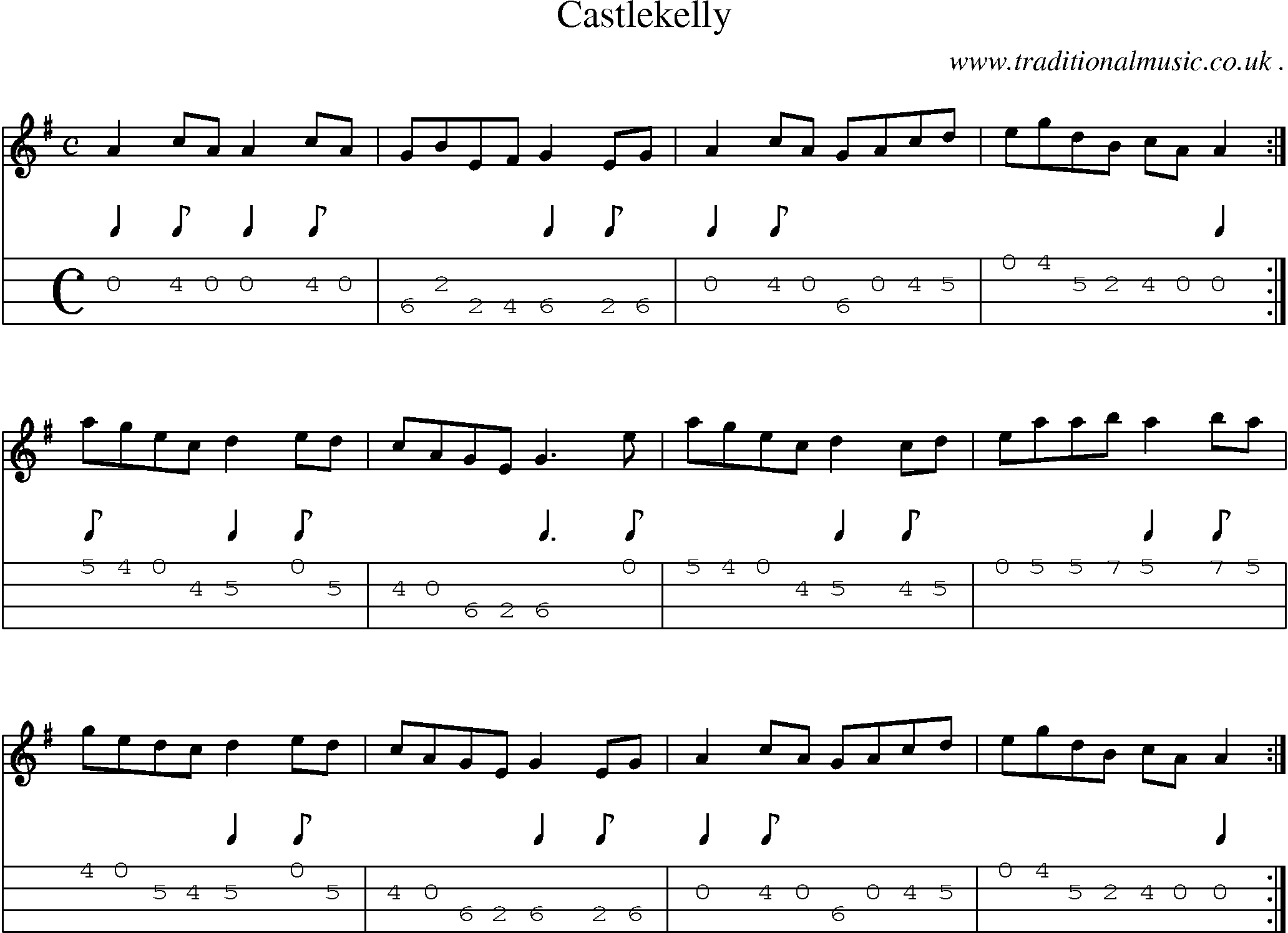 Sheet-Music and Mandolin Tabs for Castlekelly