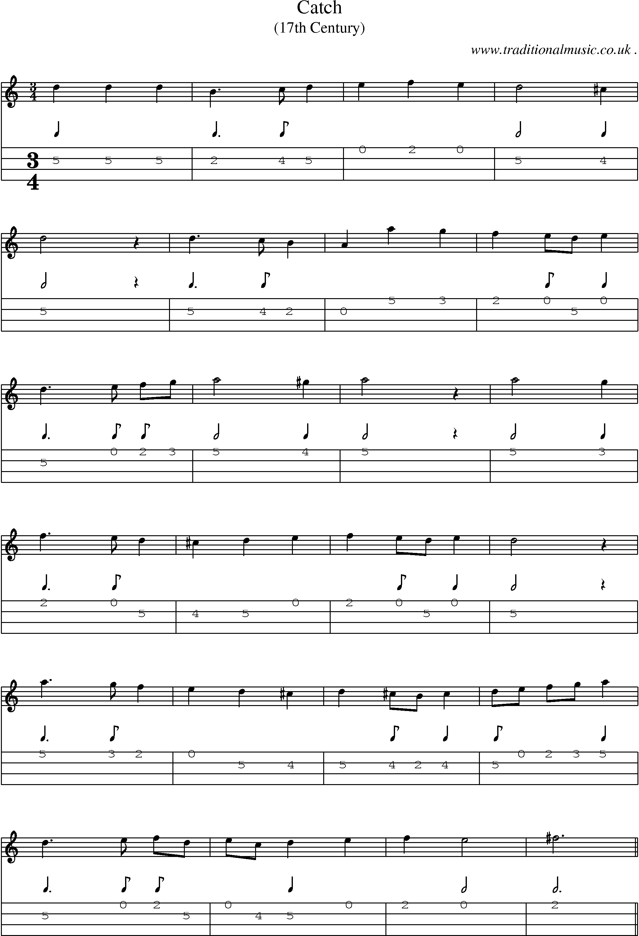 Sheet-Music and Mandolin Tabs for Catch