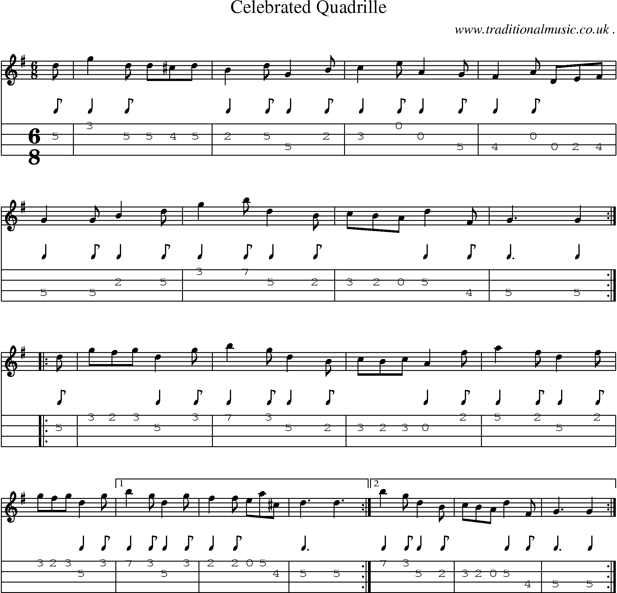 Sheet-Music and Mandolin Tabs for Celebrated Quadrille