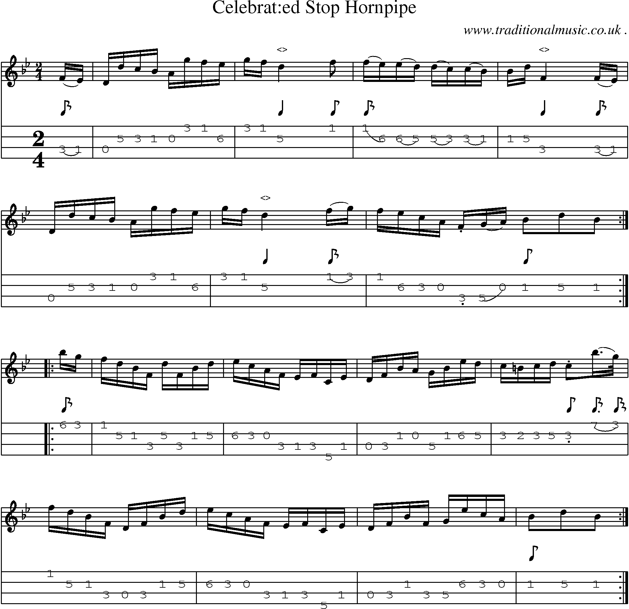 Sheet-Music and Mandolin Tabs for Celebrated Stop Hornpipe