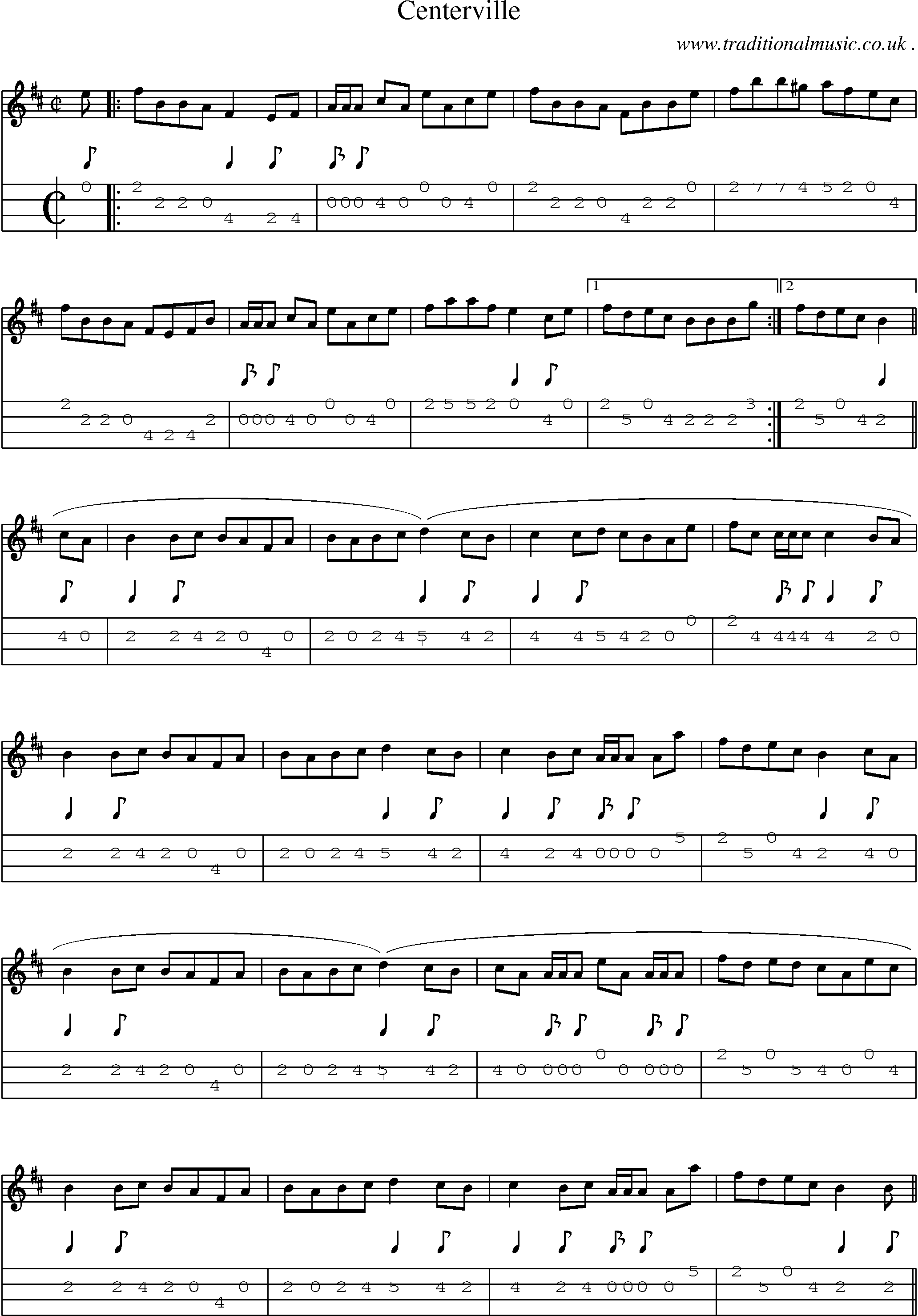 Sheet-Music and Mandolin Tabs for Centerville