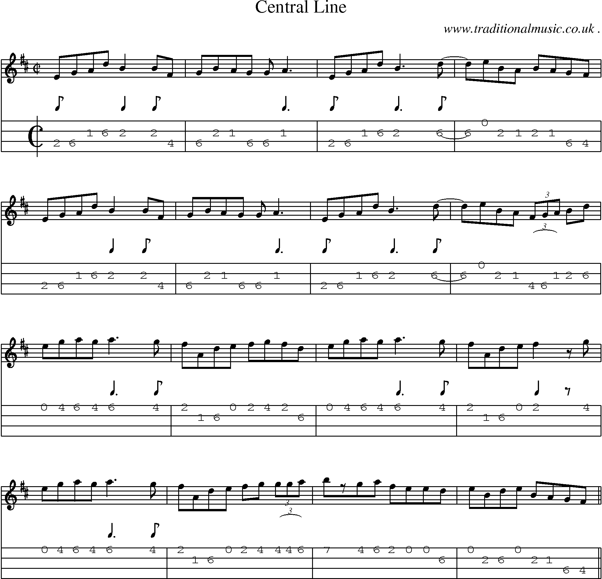 Sheet-Music and Mandolin Tabs for Central Line
