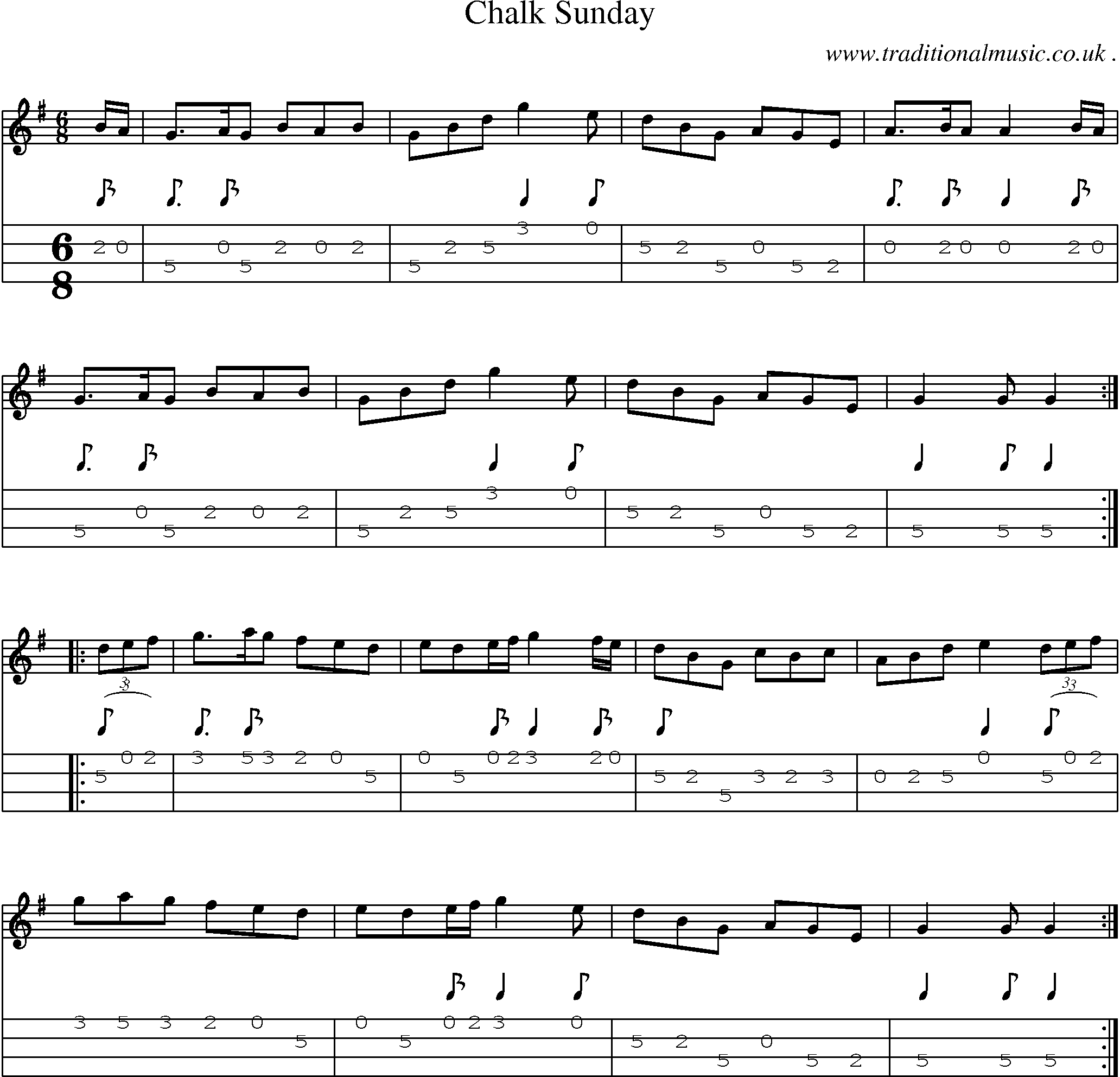 Sheet-Music and Mandolin Tabs for Chalk Sunday
