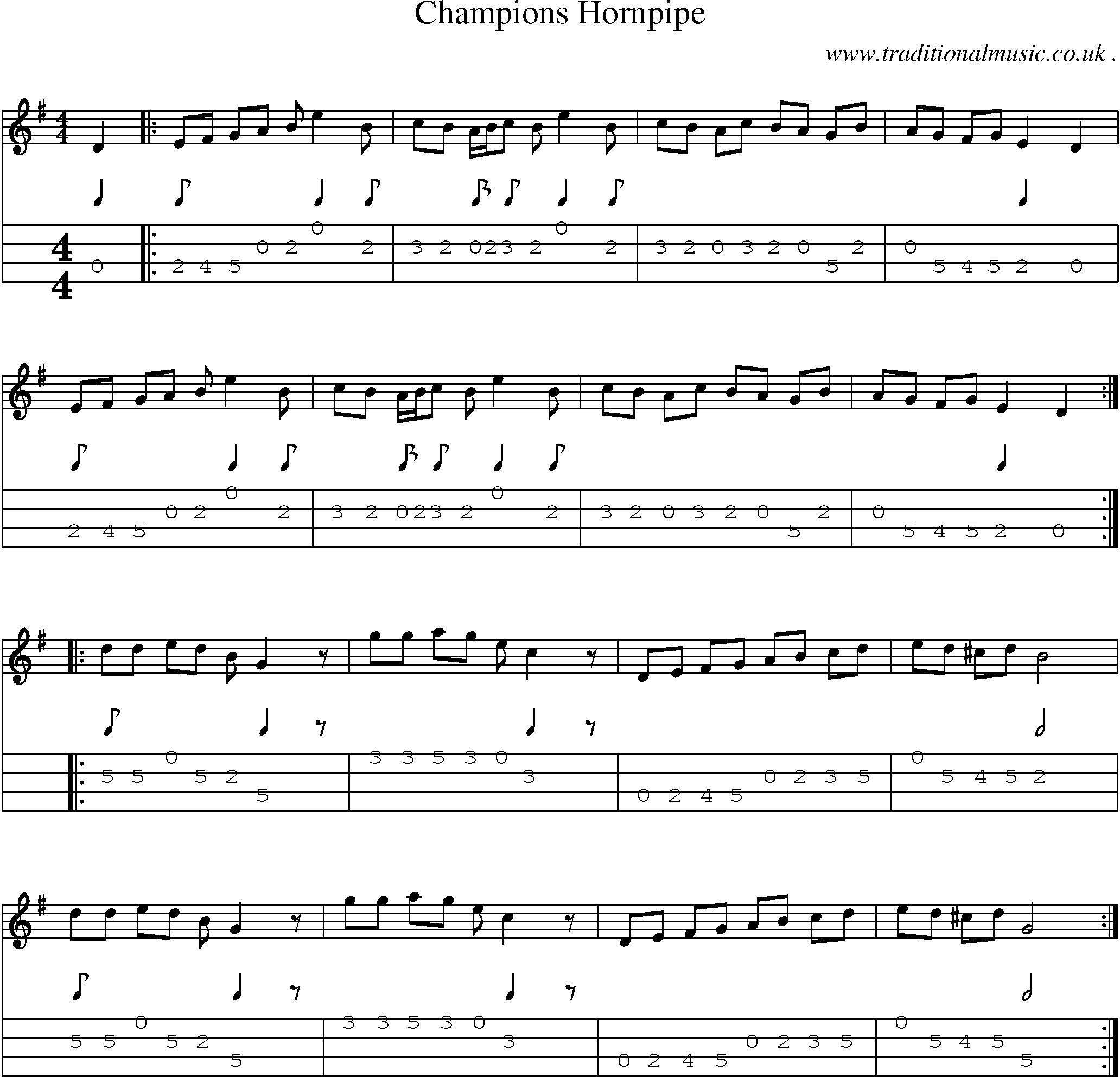 Sheet-Music and Mandolin Tabs for Champions Hornpipe