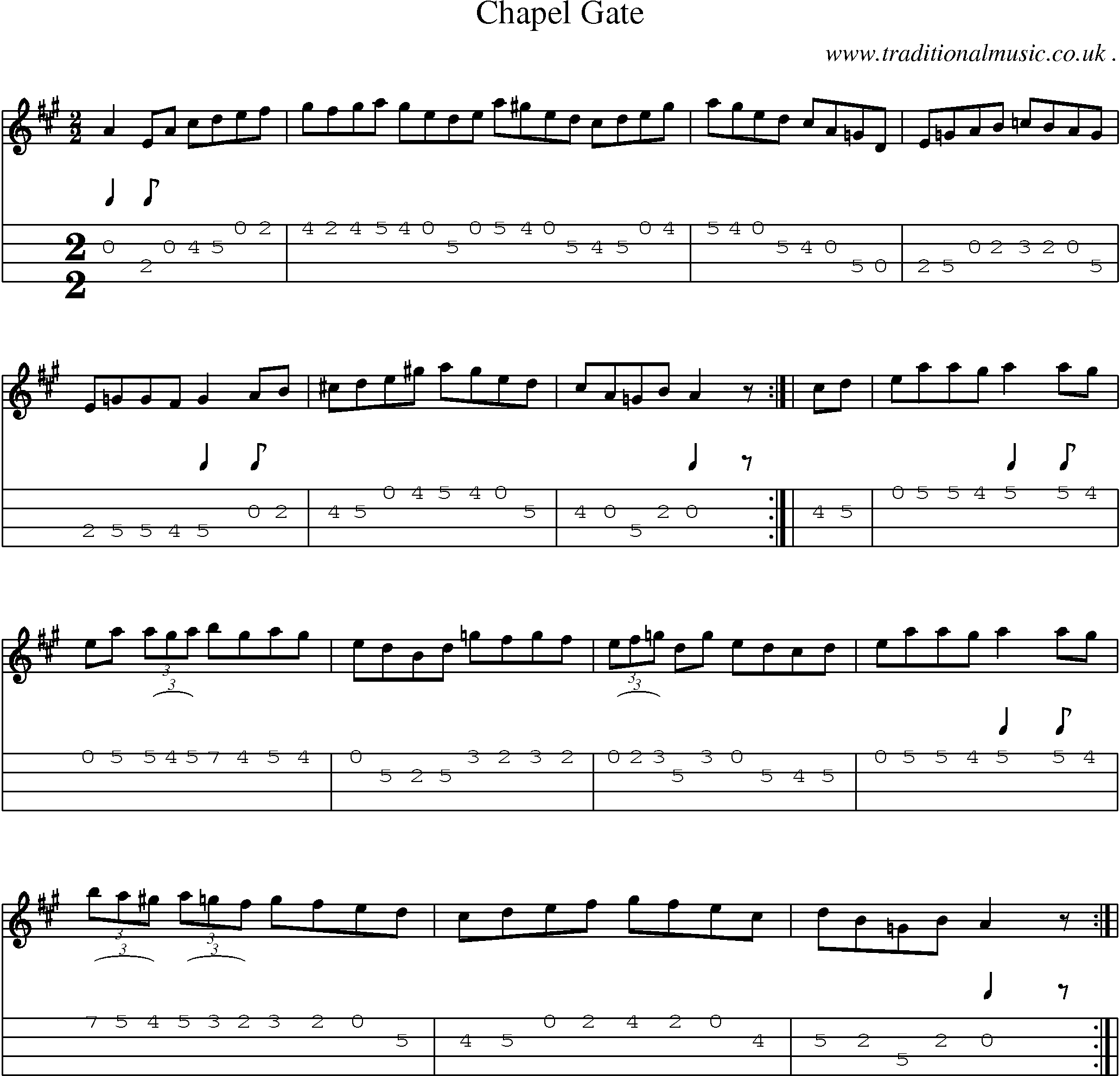 Sheet-Music and Mandolin Tabs for Chapel Gate