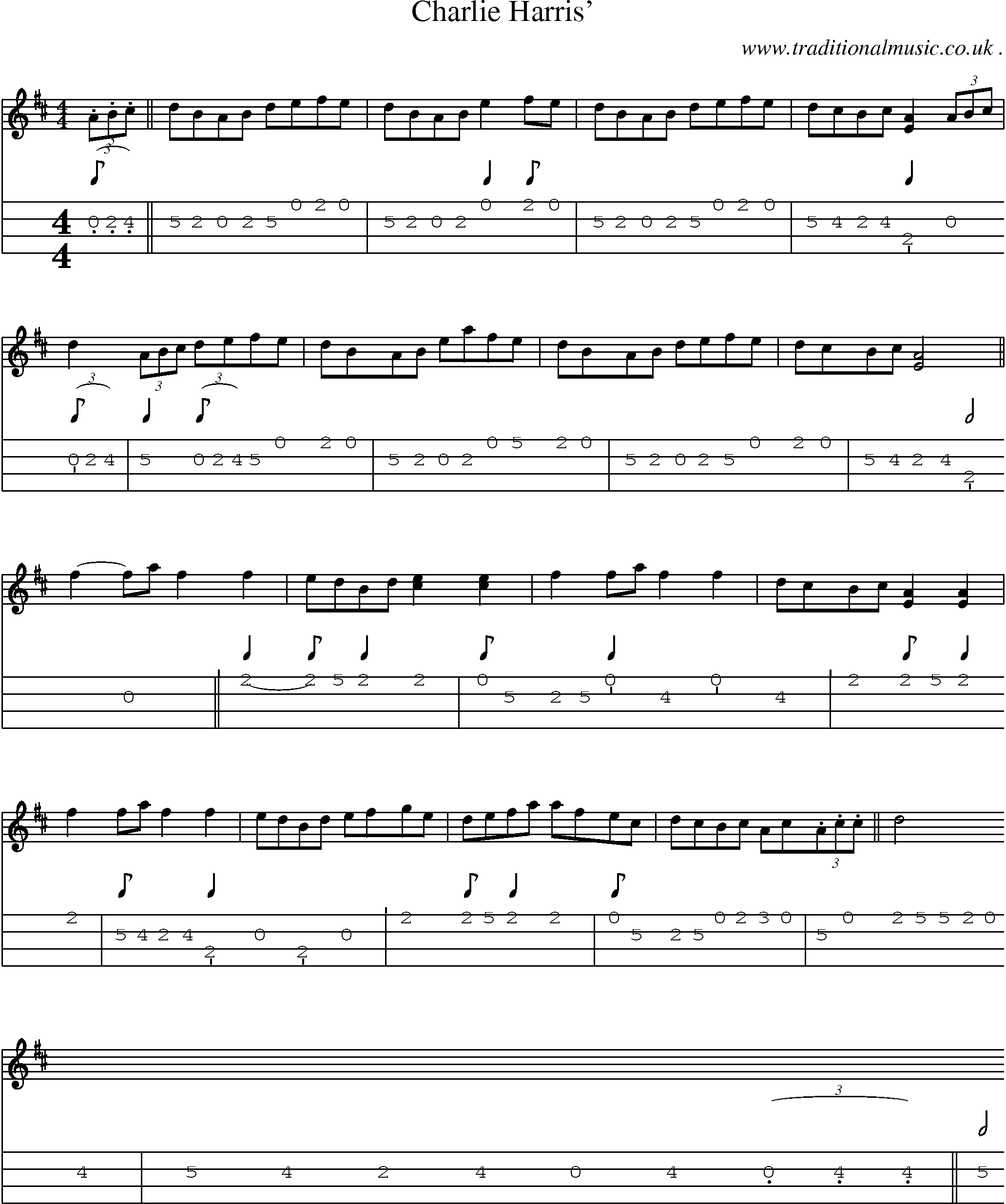 Sheet-Music and Mandolin Tabs for Charlie Harris