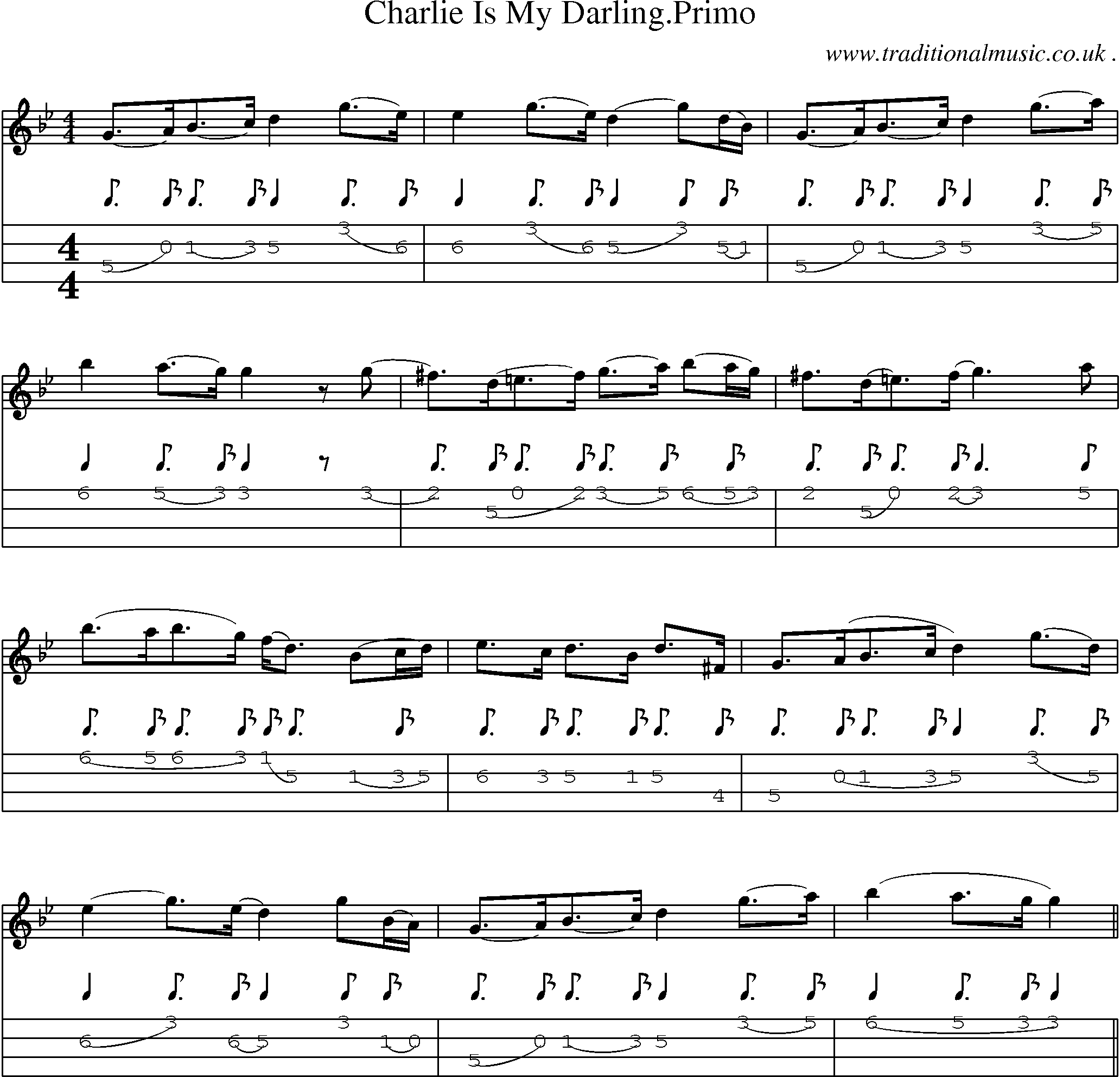 Sheet-Music and Mandolin Tabs for Charlie Is My Darlingprimo