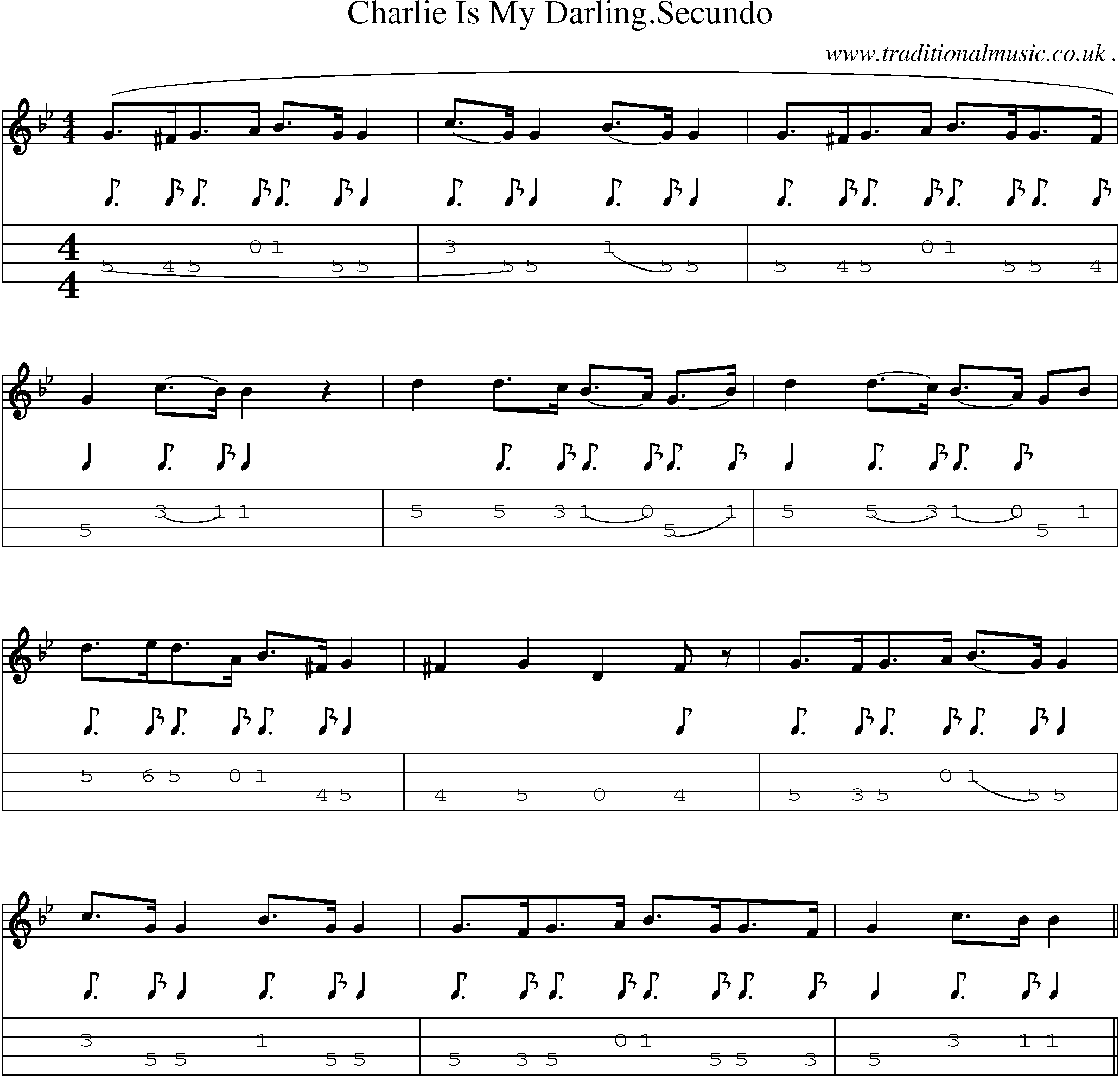 Sheet-Music and Mandolin Tabs for Charlie Is My Darlingsecundo