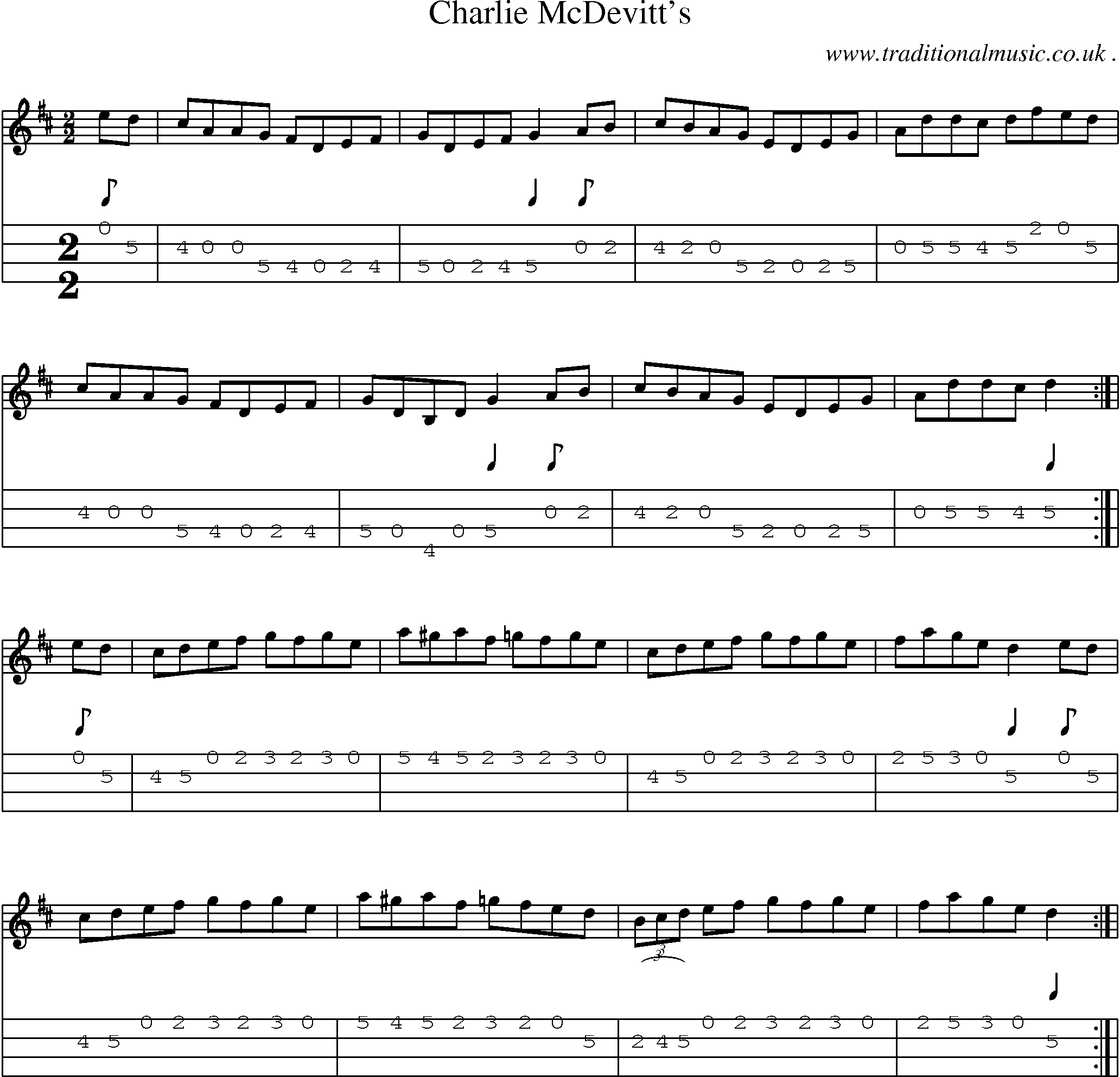 Sheet-Music and Mandolin Tabs for Charlie Mcdevitts