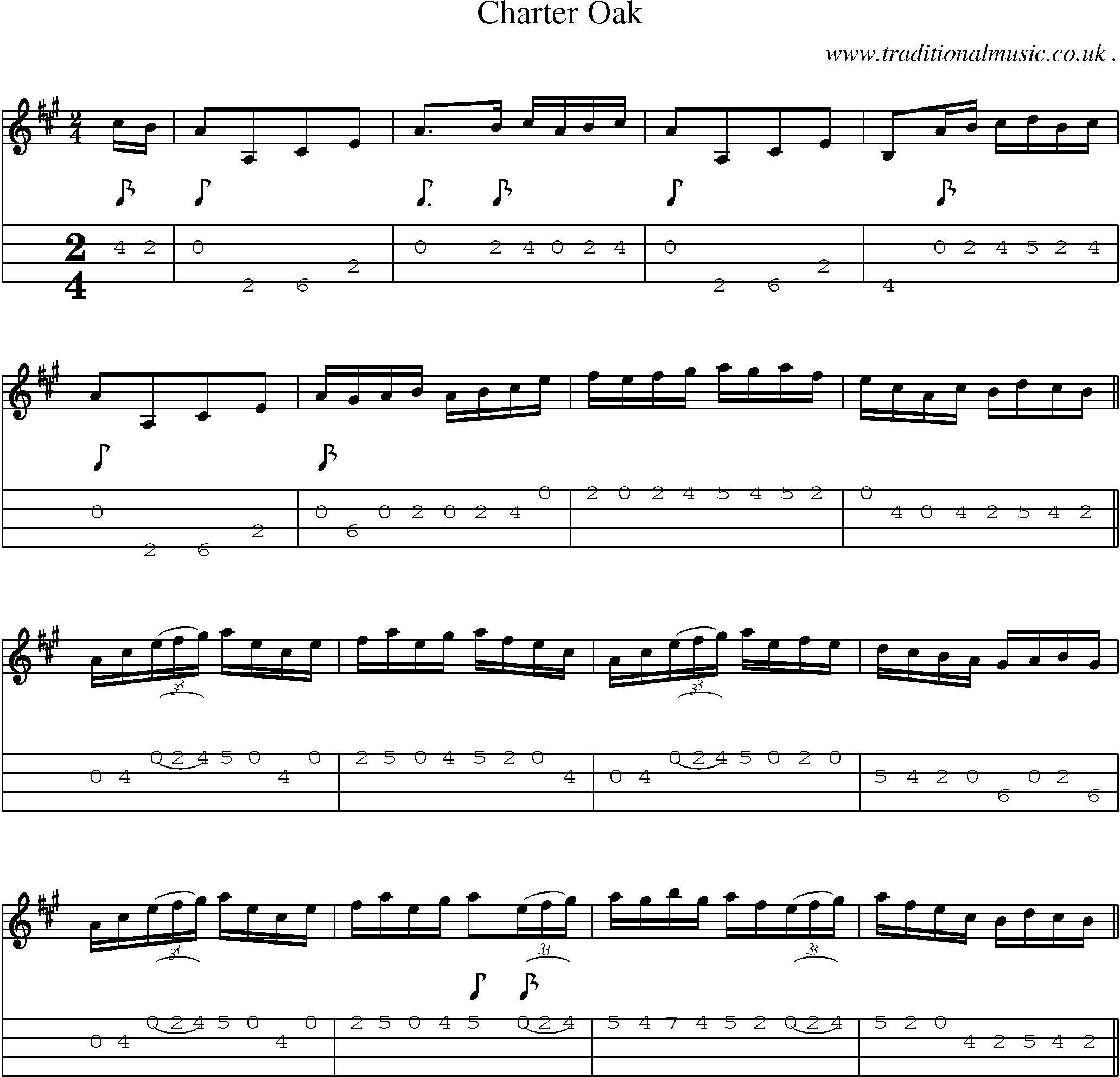Sheet-Music and Mandolin Tabs for Charter Oak