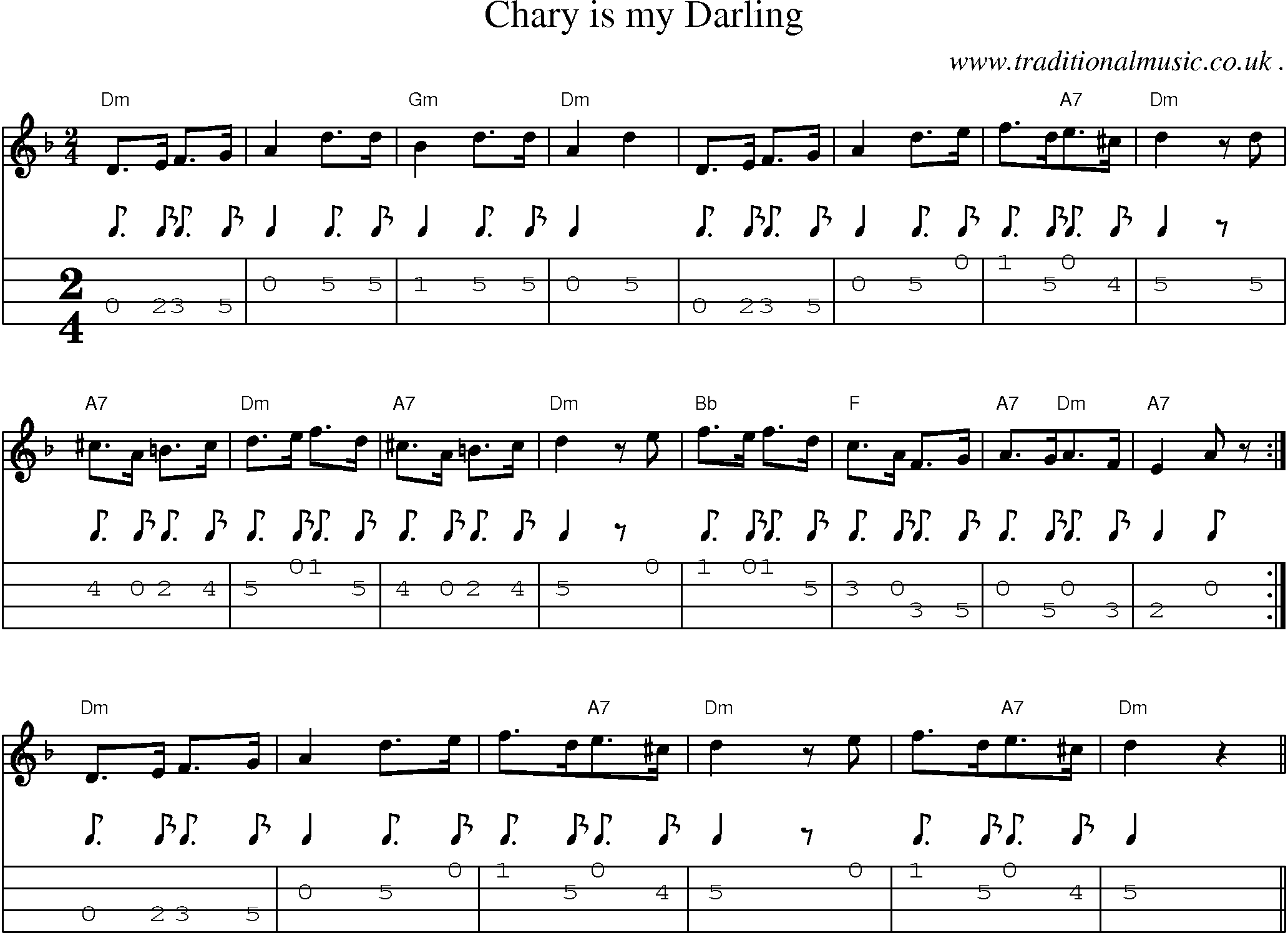 Sheet-Music and Mandolin Tabs for Chary Is My Darling