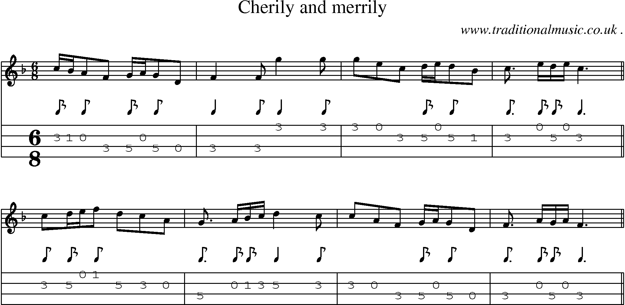 Sheet-Music and Mandolin Tabs for Cherily And Merrily