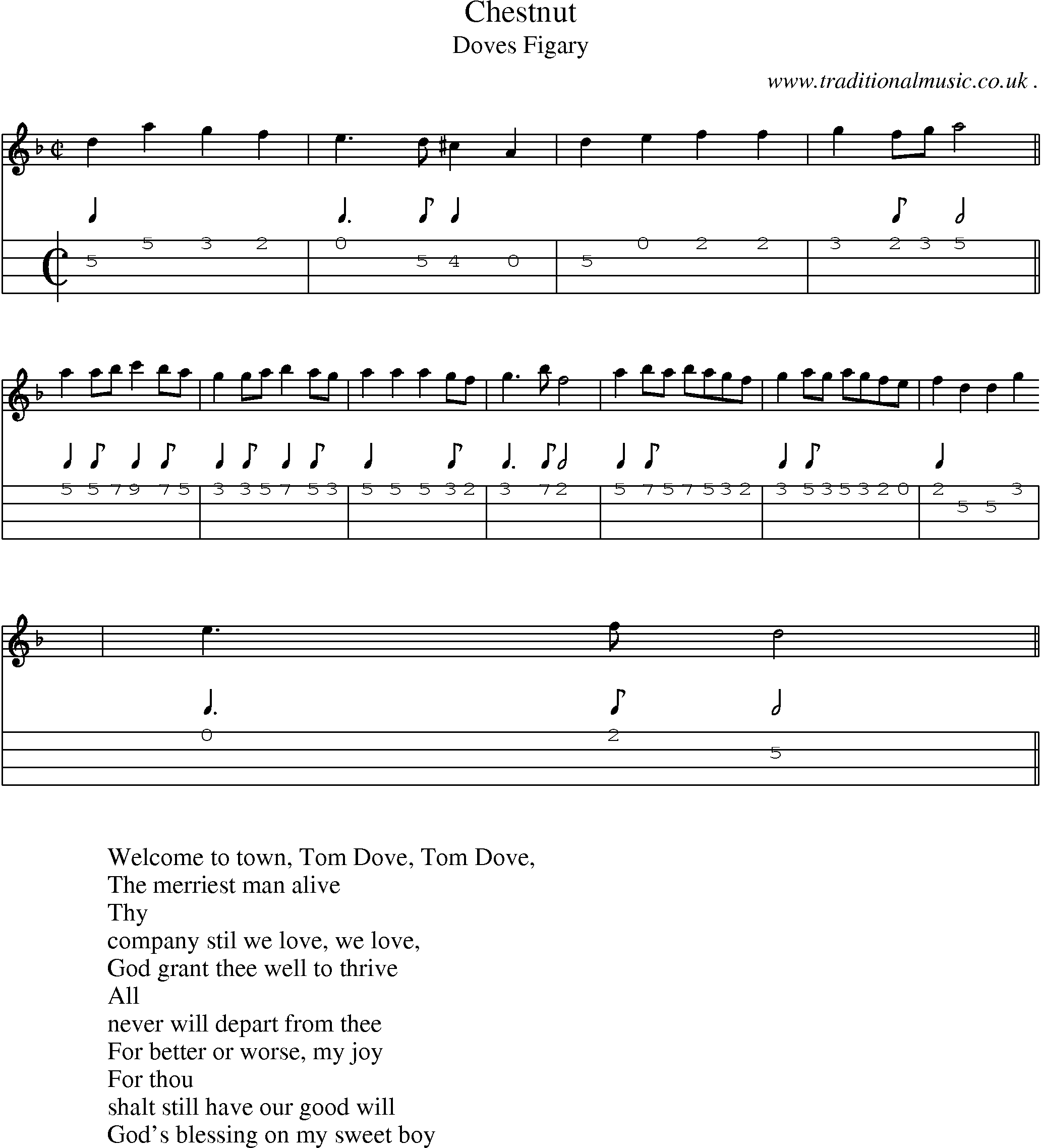 Sheet-Music and Mandolin Tabs for Chestnut