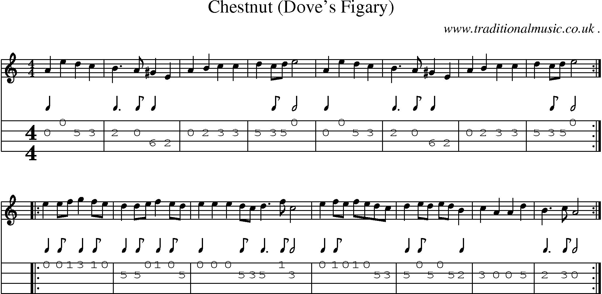 Sheet-Music and Mandolin Tabs for Chestnut (doves Figary)