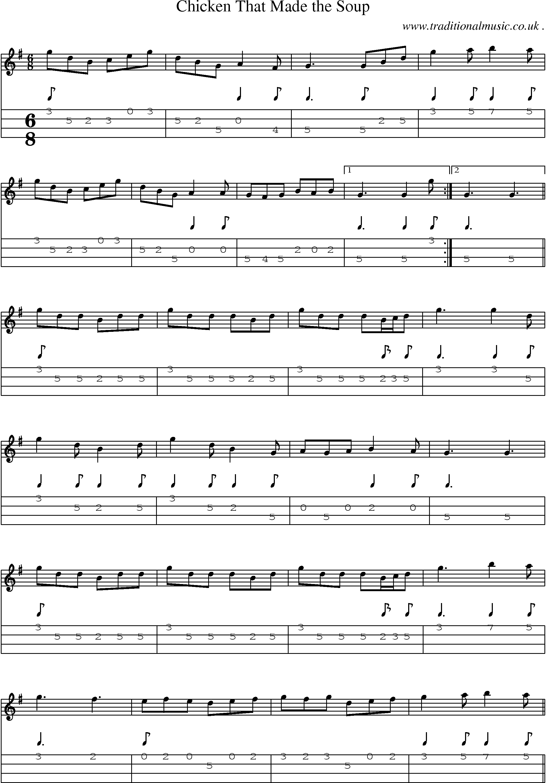 Sheet-Music and Mandolin Tabs for Chicken That Made The Soup
