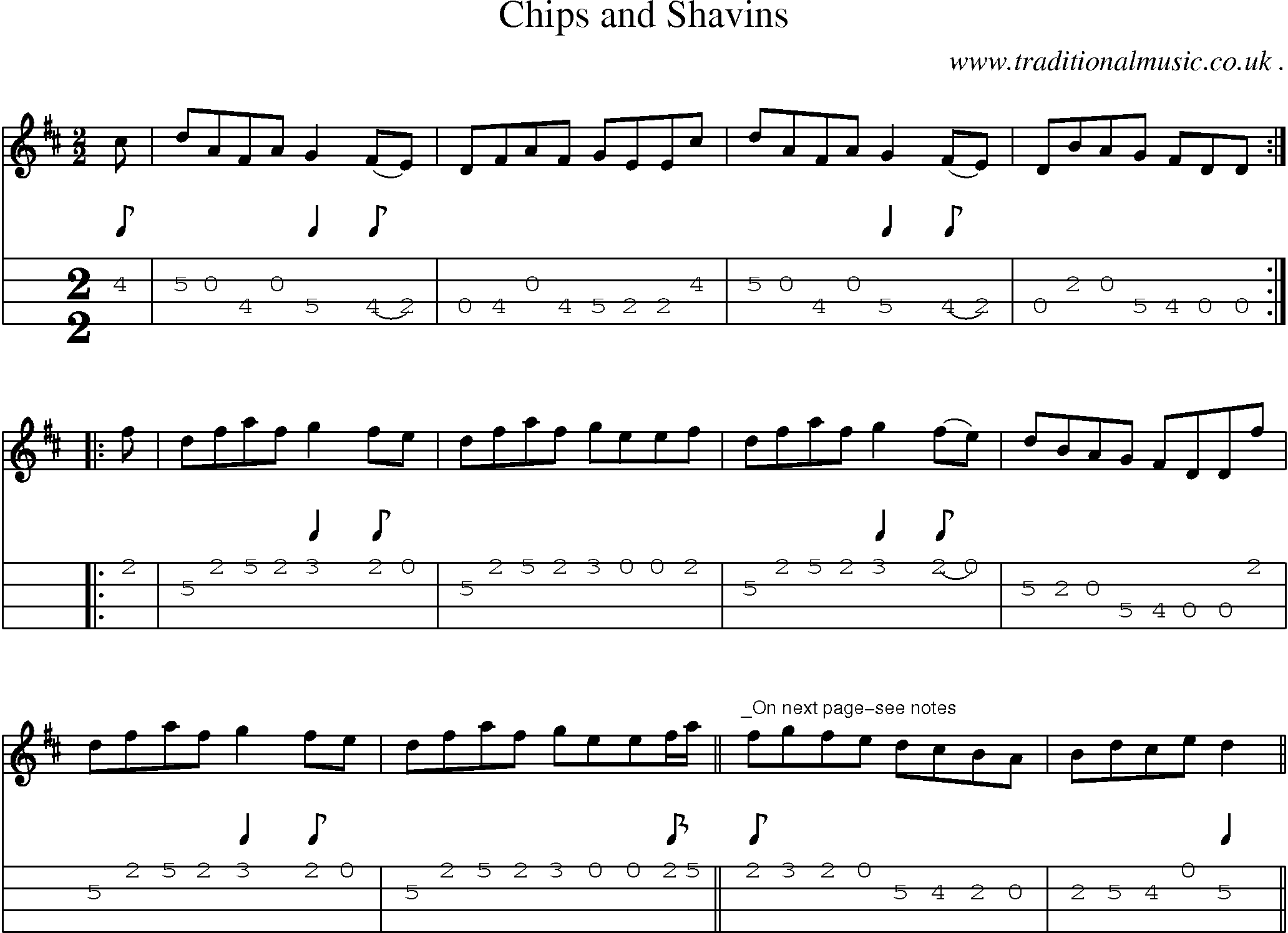 Sheet-Music and Mandolin Tabs for Chips And Shavins