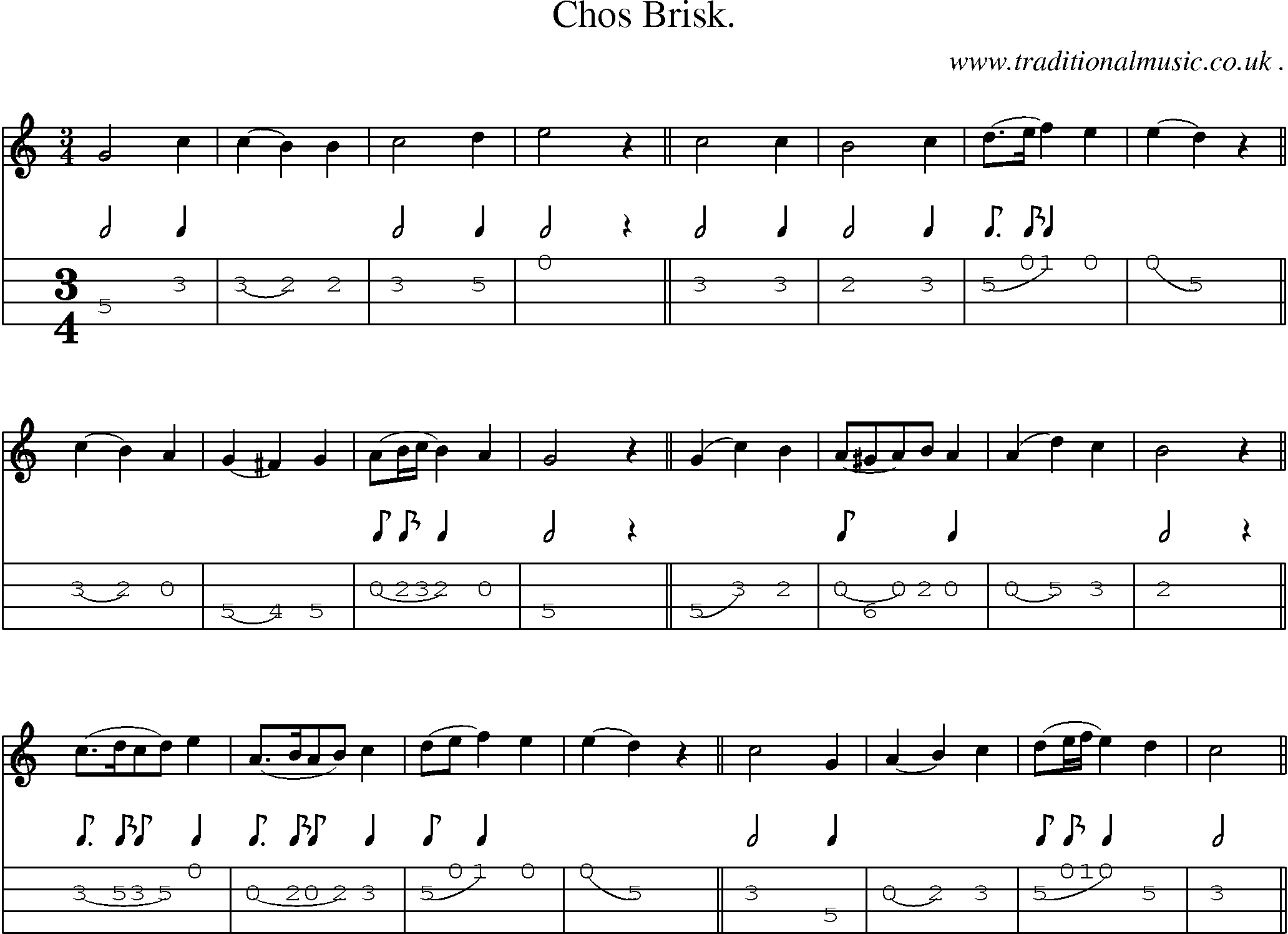 Sheet-Music and Mandolin Tabs for Chos Brisk
