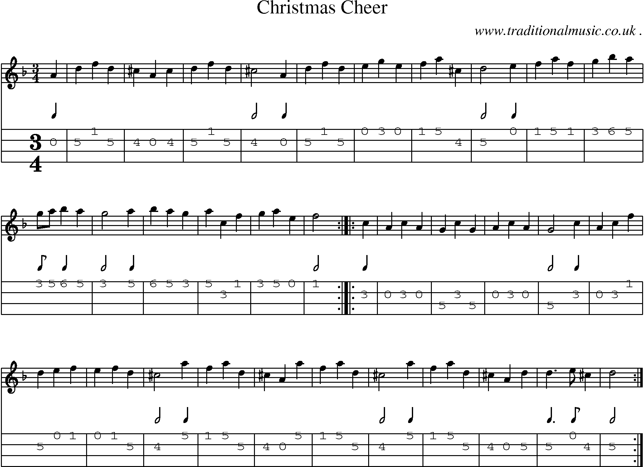 Sheet-Music and Mandolin Tabs for Christmas Cheer