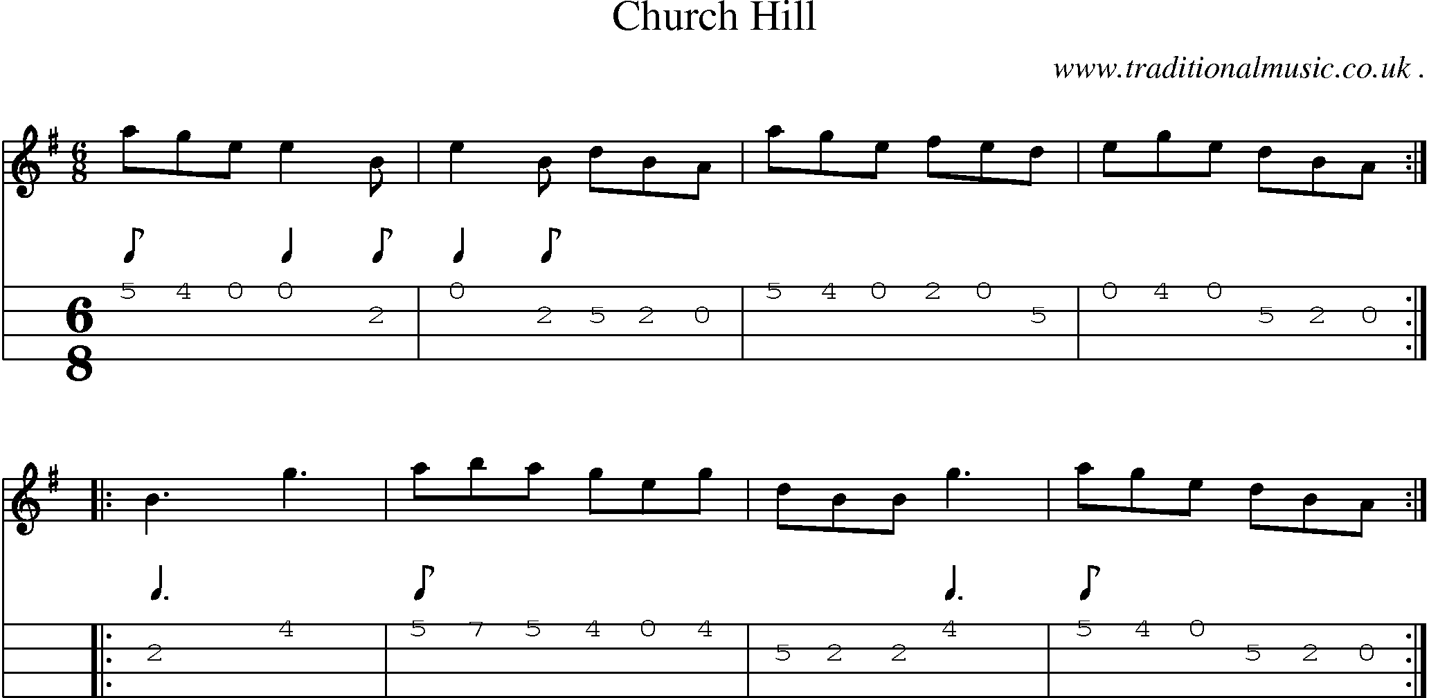 Sheet-Music and Mandolin Tabs for Church Hill