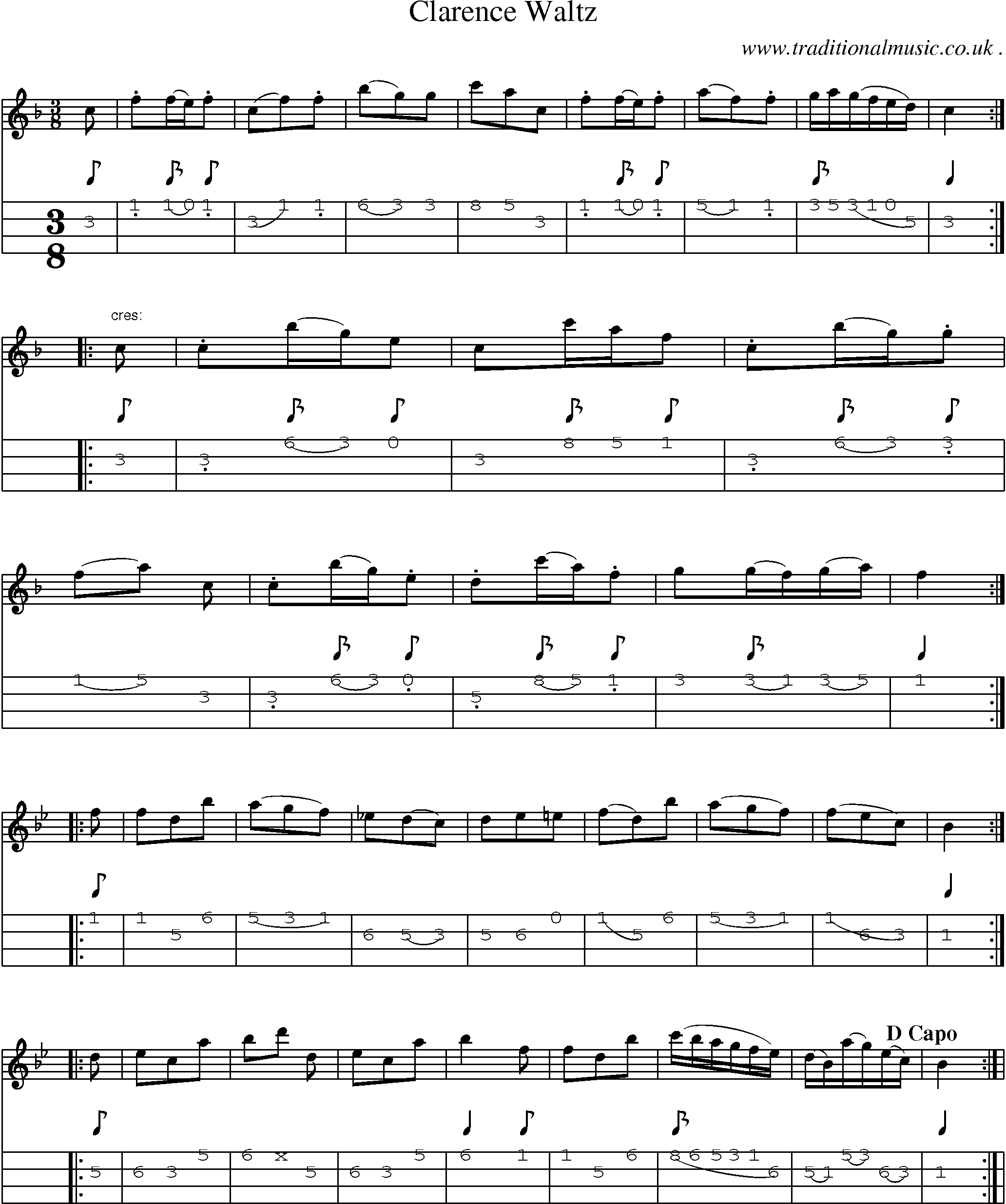 Sheet-Music and Mandolin Tabs for Clarence Waltz