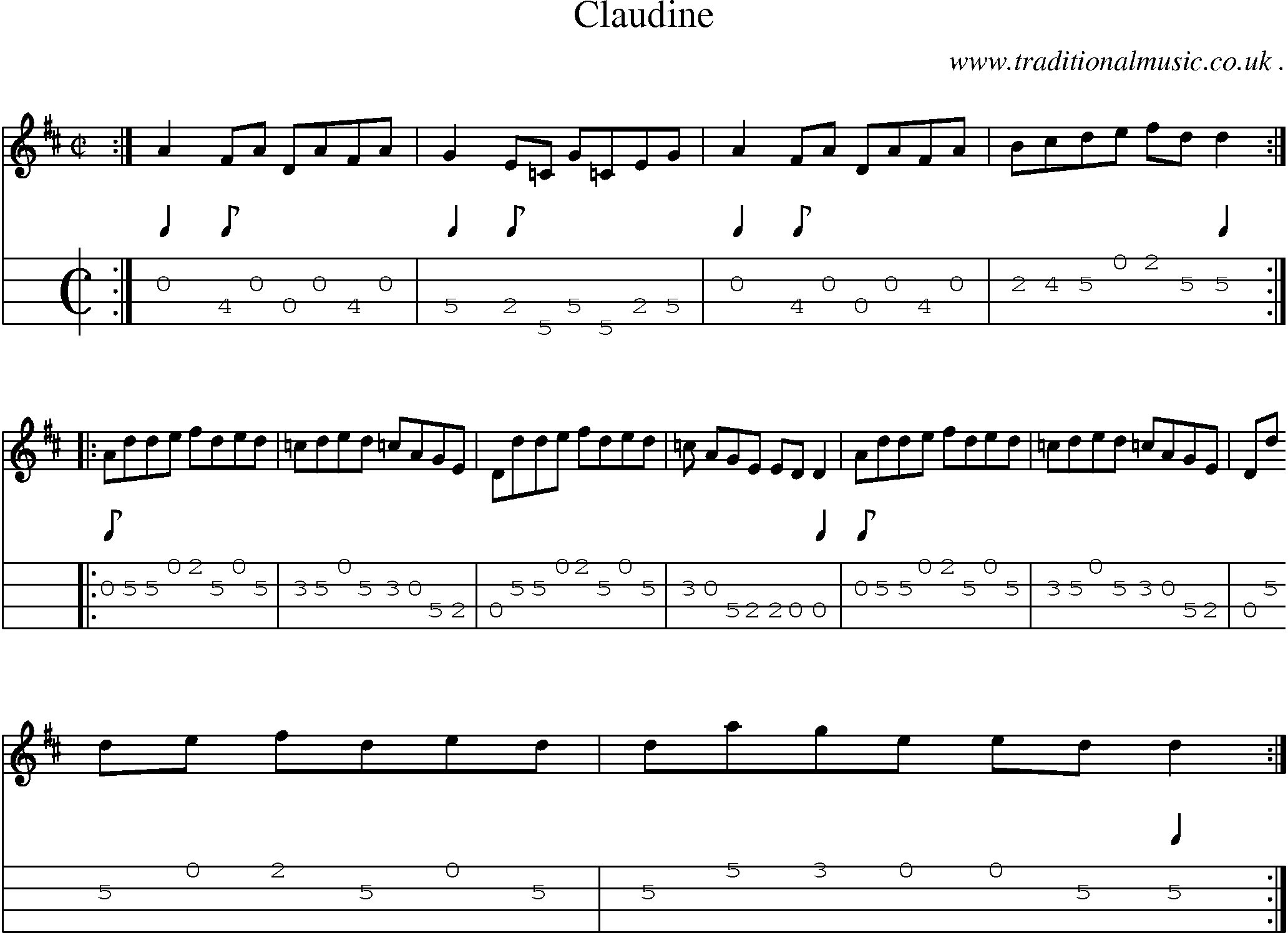 Sheet-Music and Mandolin Tabs for Claudine
