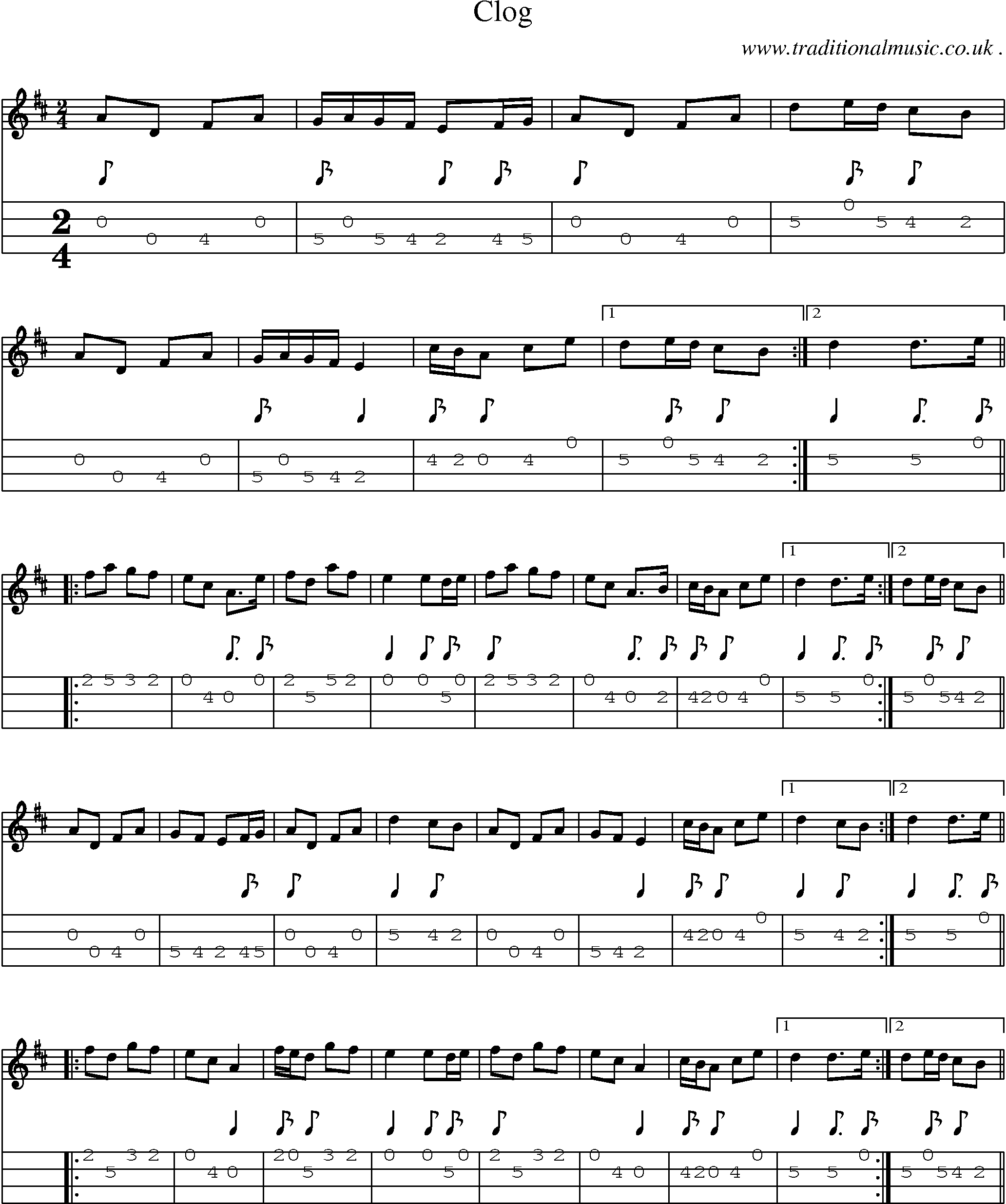 Sheet-Music and Mandolin Tabs for Clog