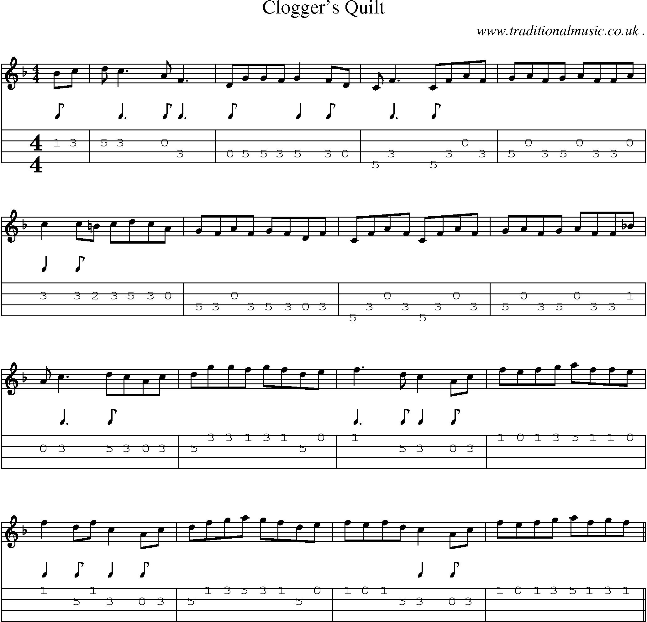 Sheet-Music and Mandolin Tabs for Cloggers Quilt