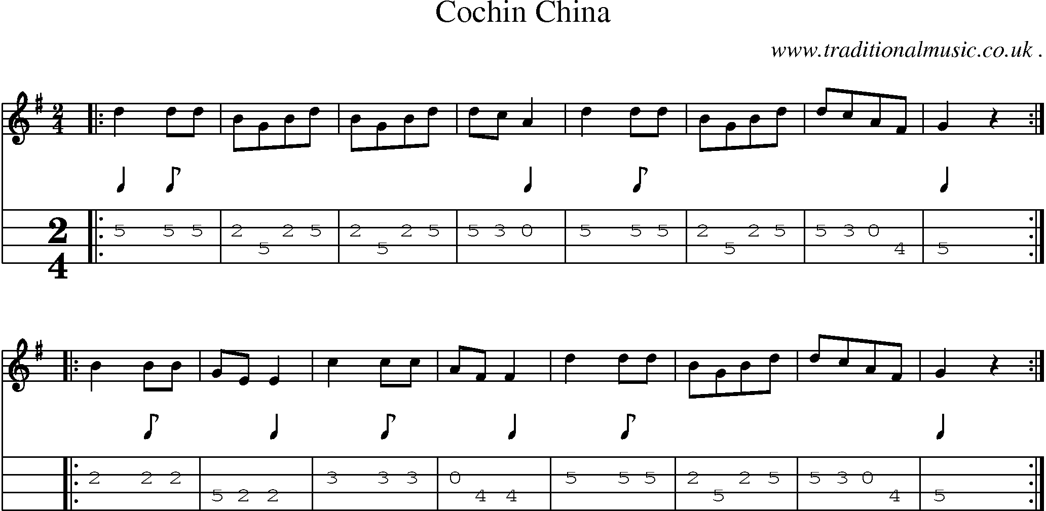 Sheet-Music and Mandolin Tabs for Cochin China