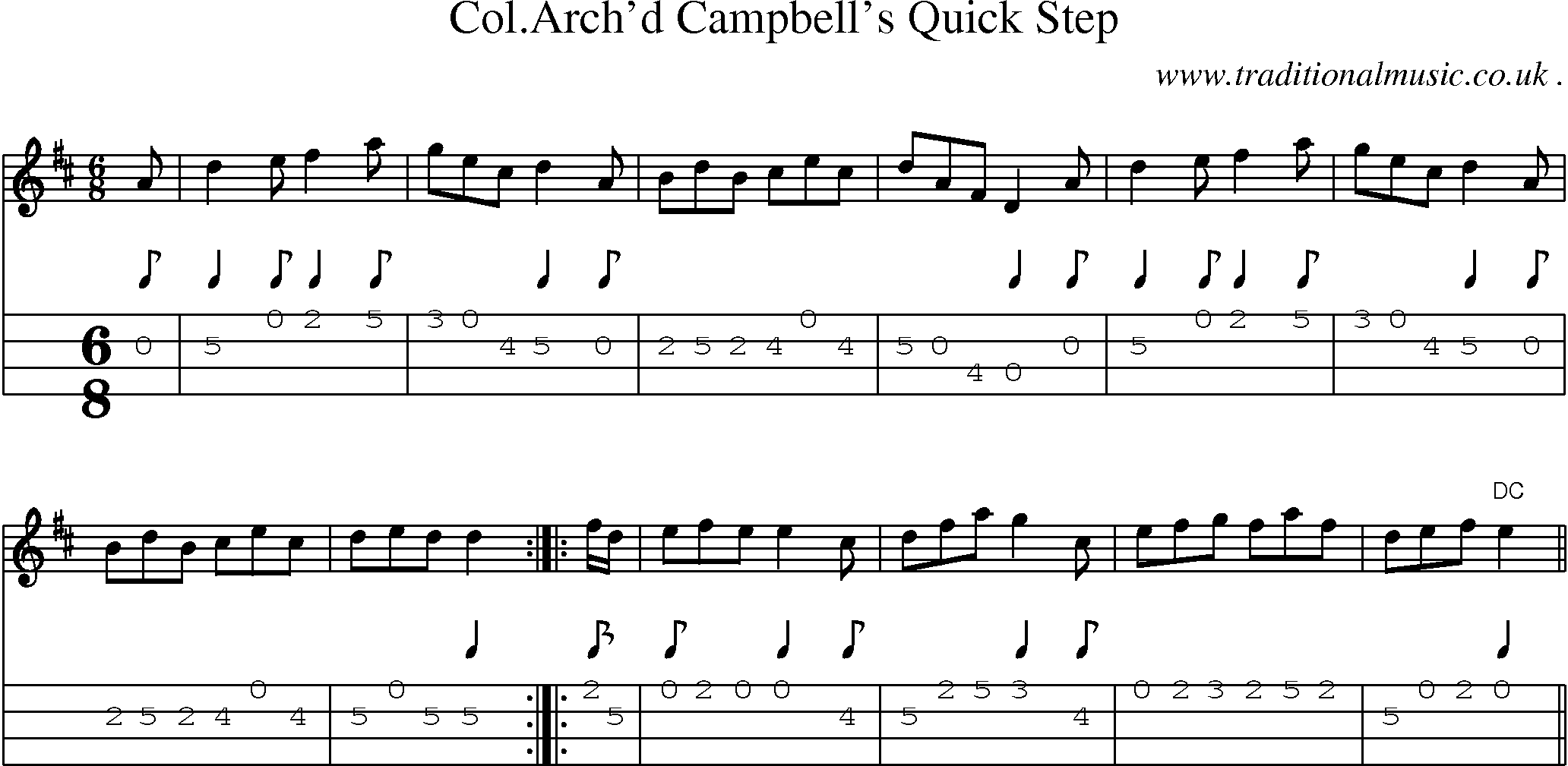Sheet-Music and Mandolin Tabs for Colarchd Campbells Quick Step