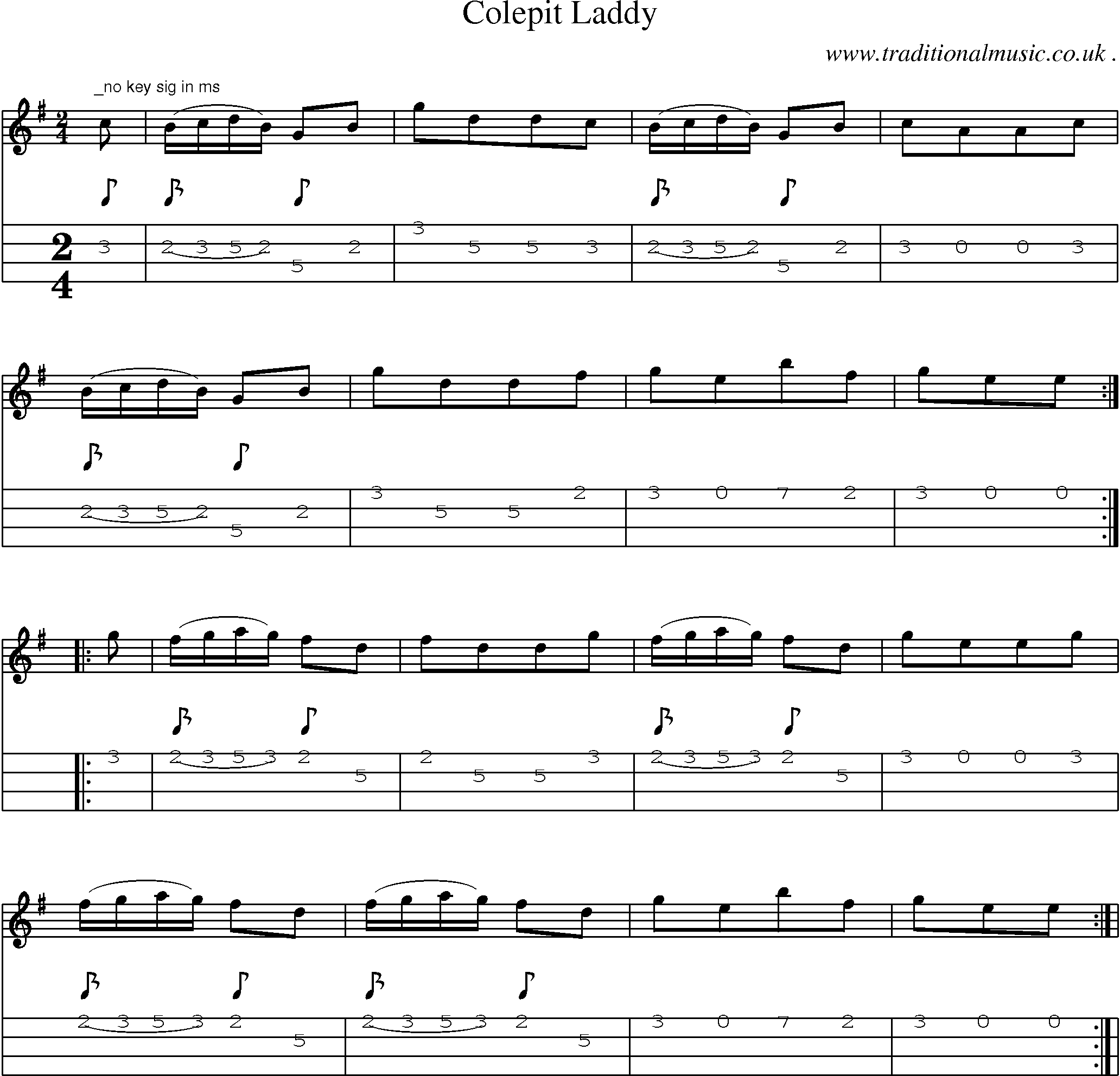 Sheet-Music and Mandolin Tabs for Colepit Laddy