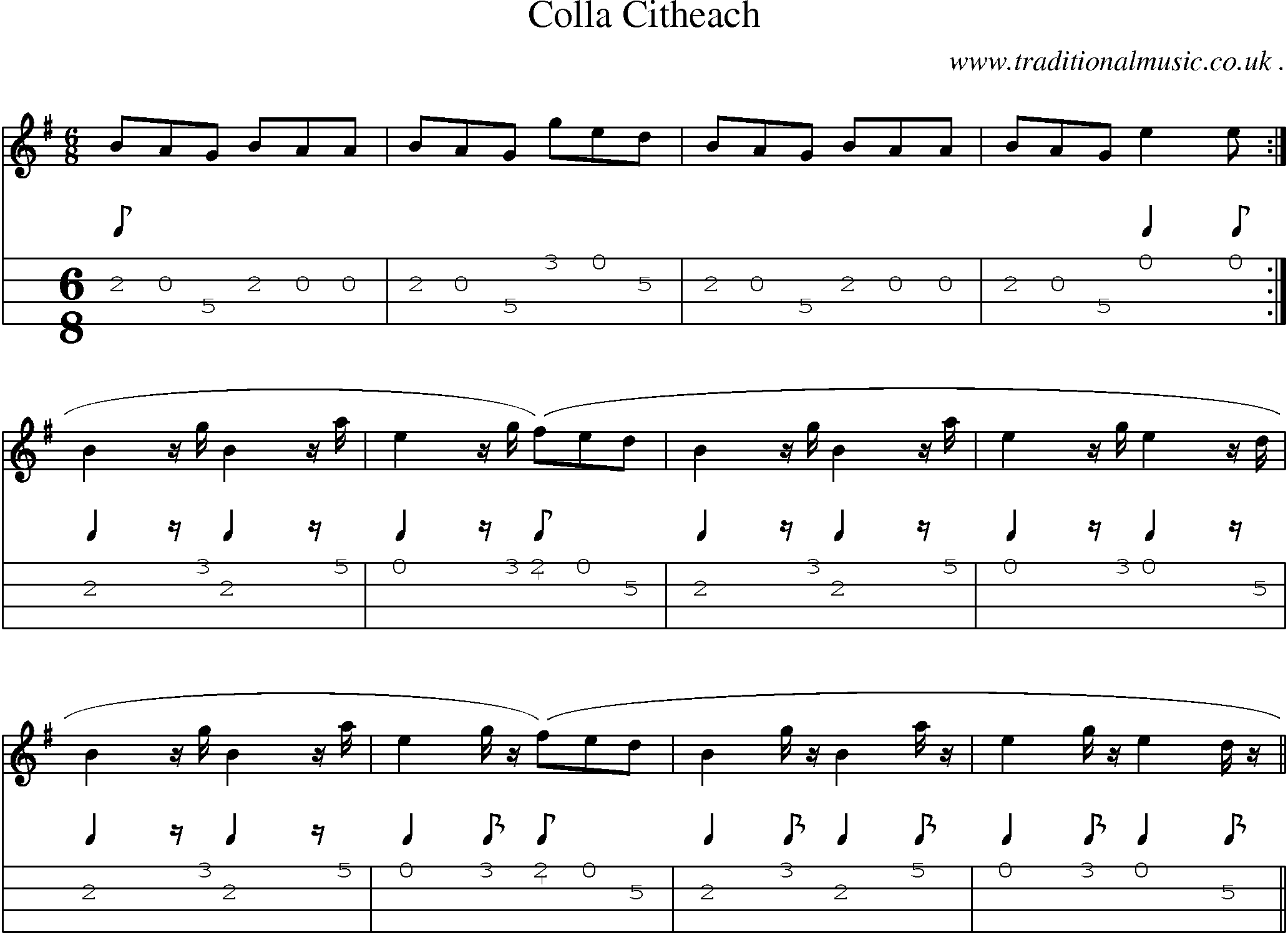 Sheet-Music and Mandolin Tabs for Colla Citheach