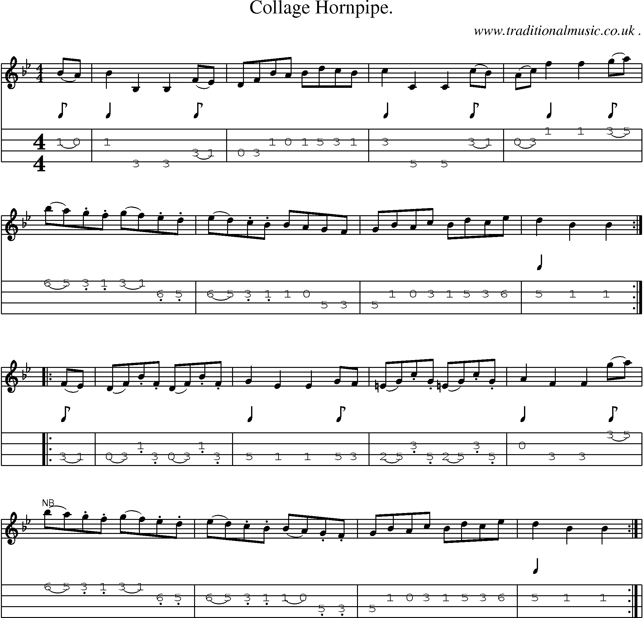 Sheet-Music and Mandolin Tabs for Collage Hornpipe 