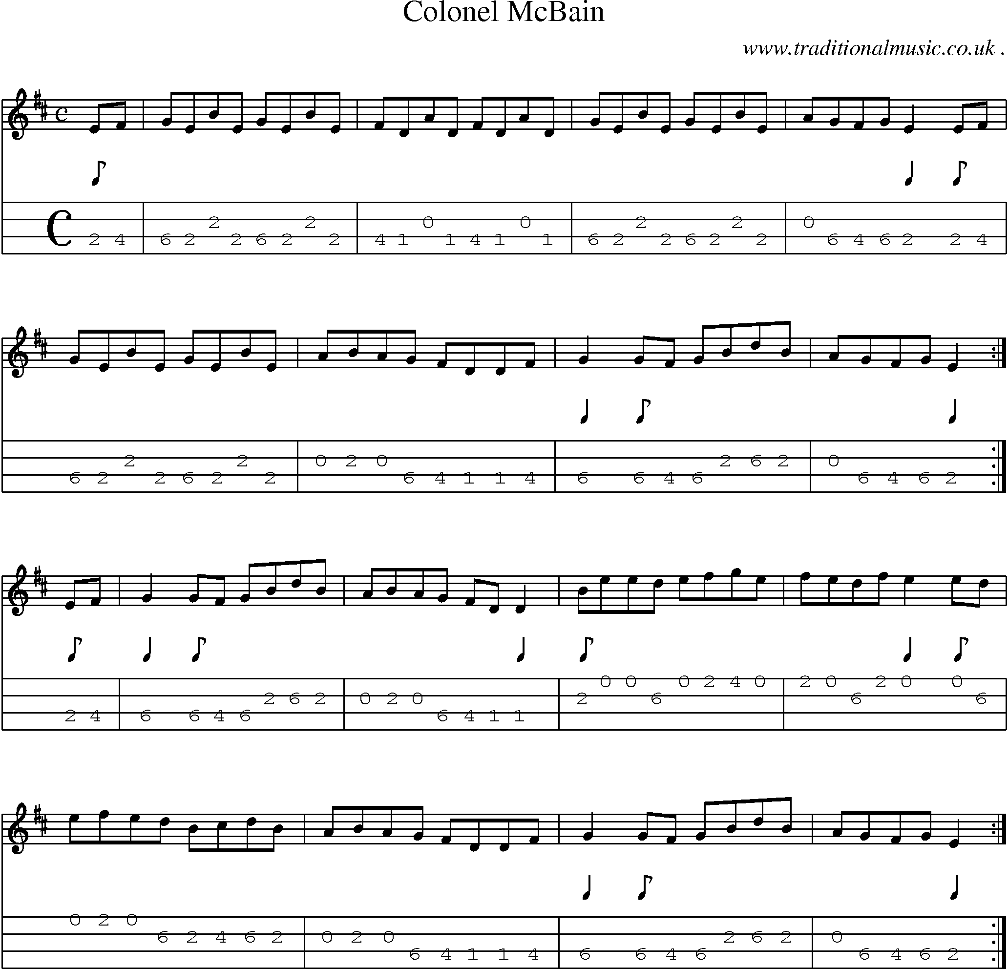 Sheet-Music and Mandolin Tabs for Colonel Mcbain