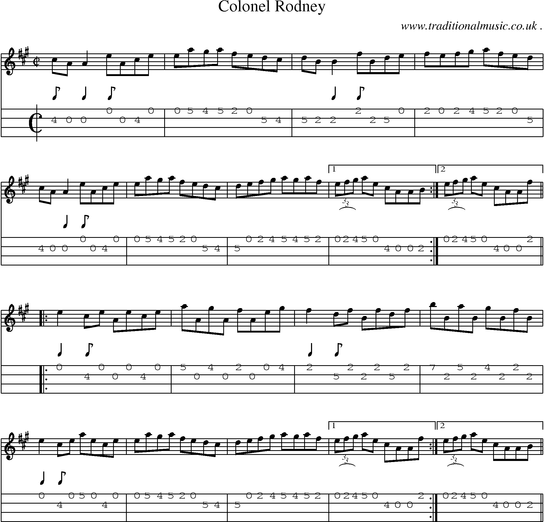 Sheet-Music and Mandolin Tabs for Colonel Rodney