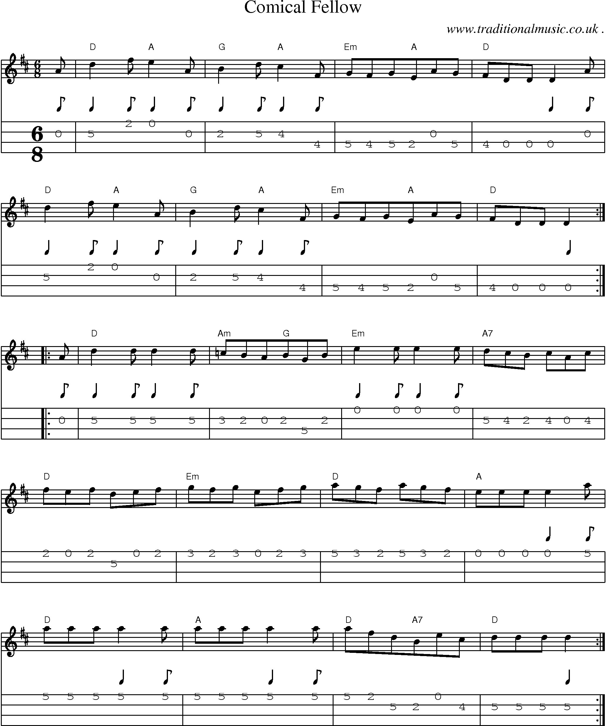Sheet-Music and Mandolin Tabs for Comical Fellow