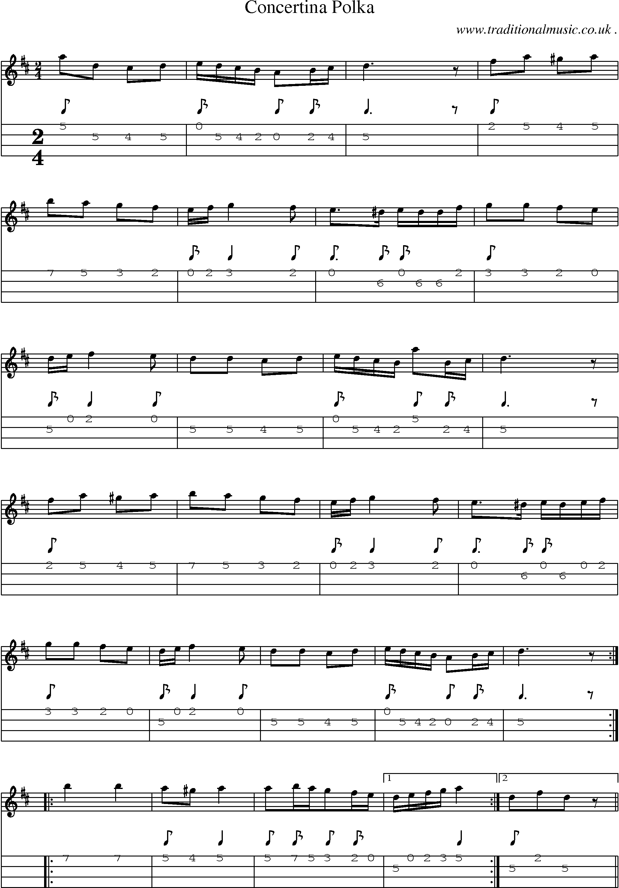 Sheet-Music and Mandolin Tabs for Concertina Polka