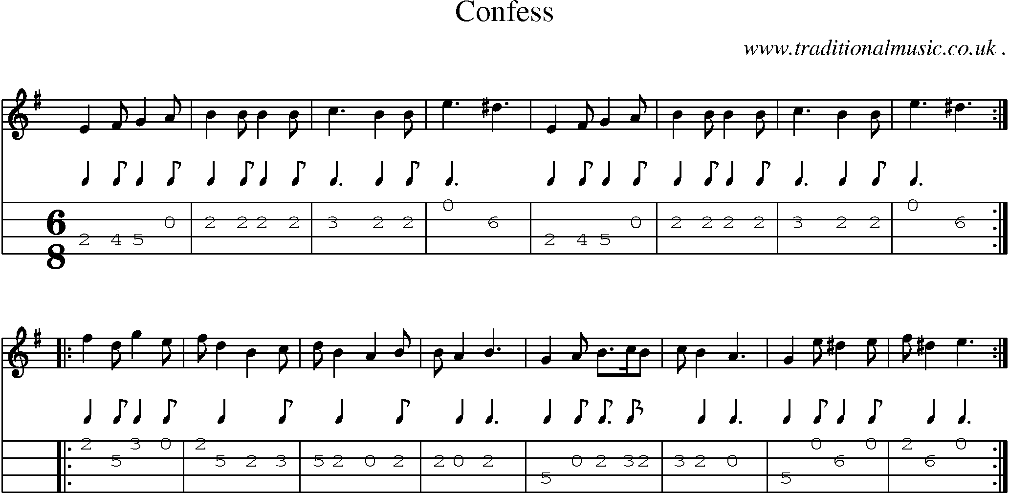 Sheet-Music and Mandolin Tabs for Confess