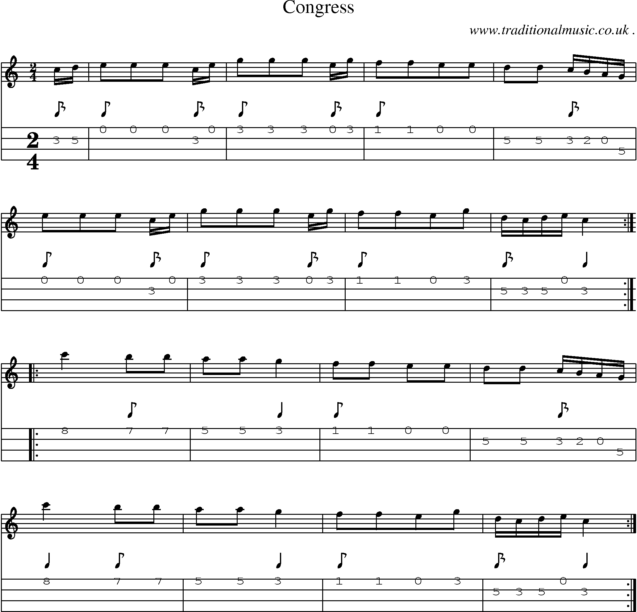 Sheet-Music and Mandolin Tabs for Congress