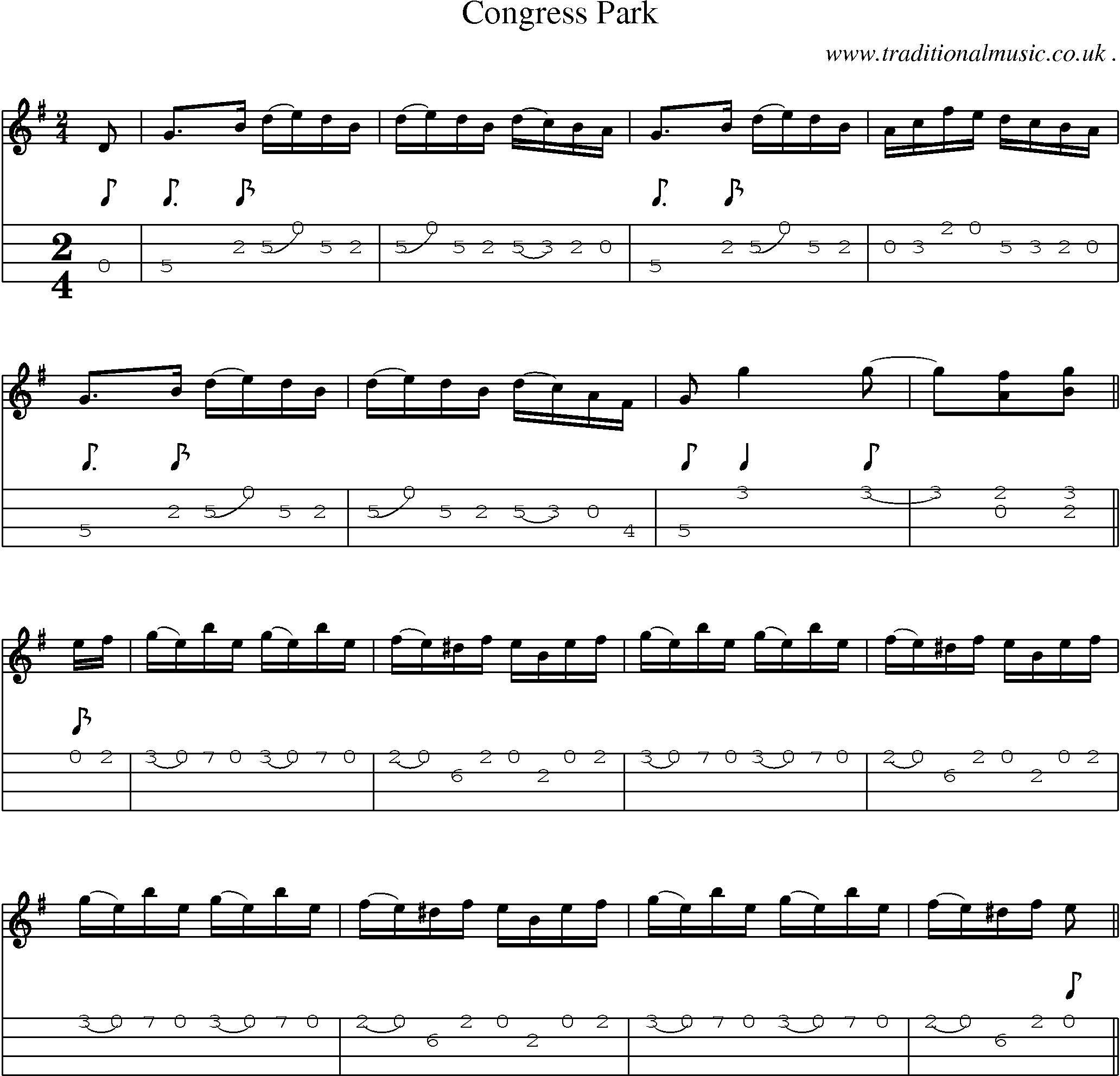 Sheet-Music and Mandolin Tabs for Congress Park