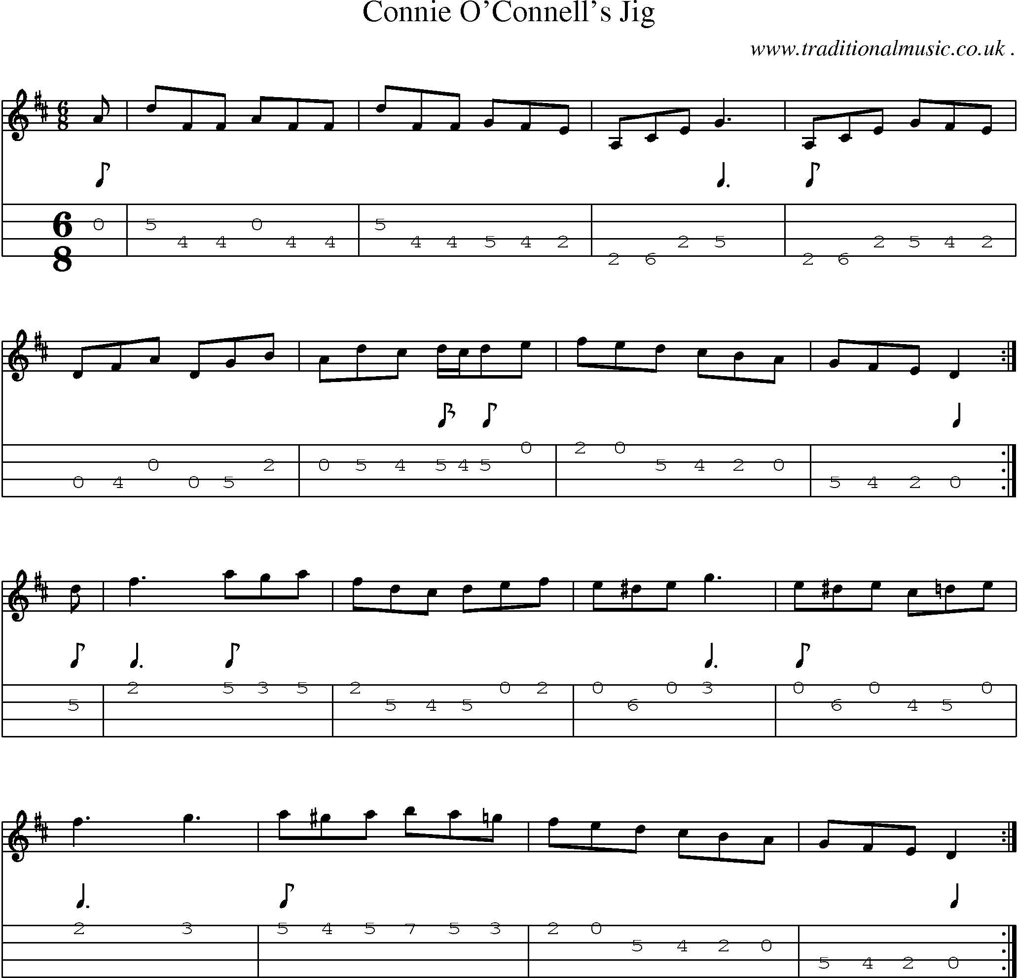 Sheet-Music and Mandolin Tabs for Connie Oconnells Jig