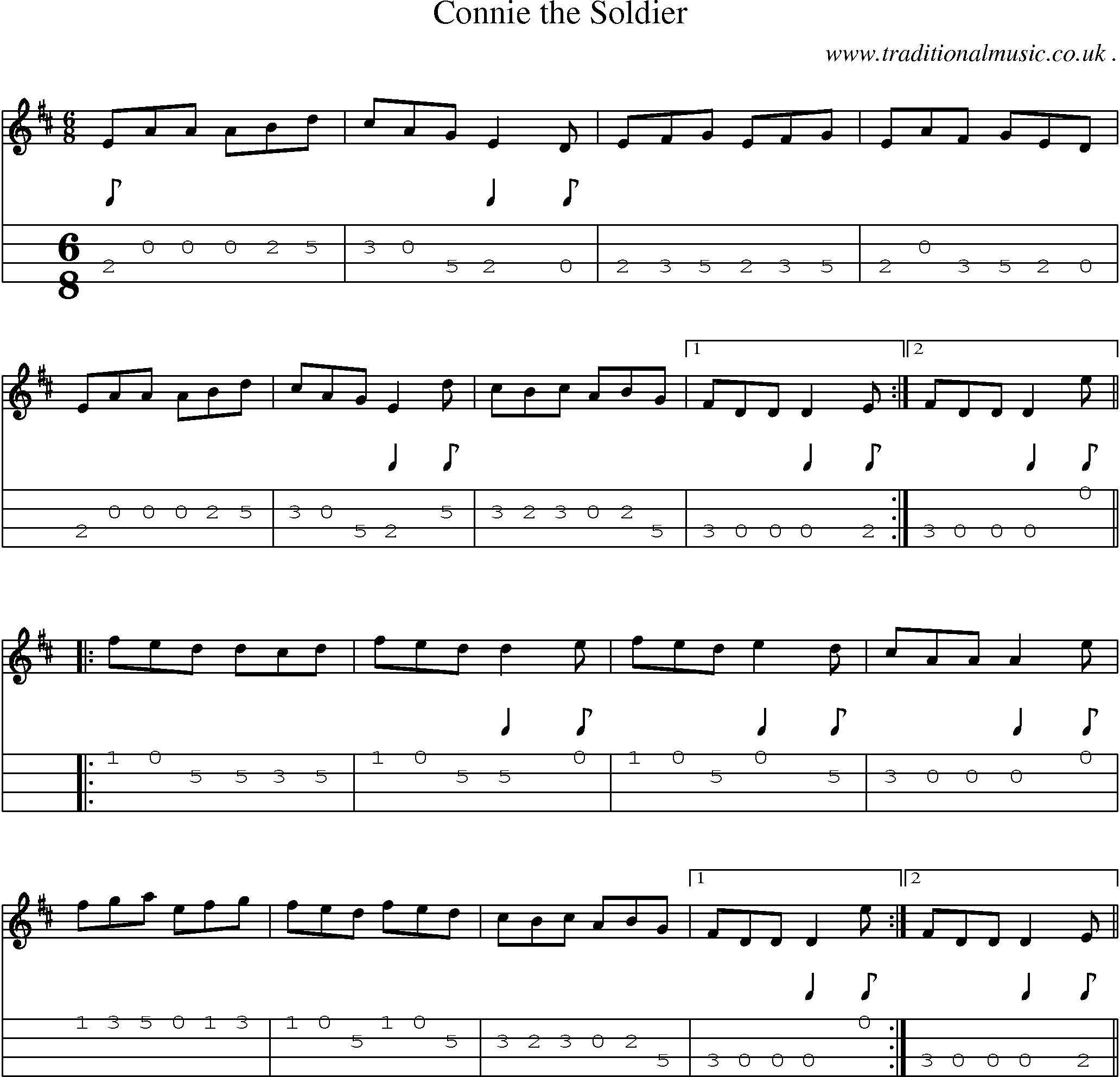 Sheet-Music and Mandolin Tabs for Connie The Soldier